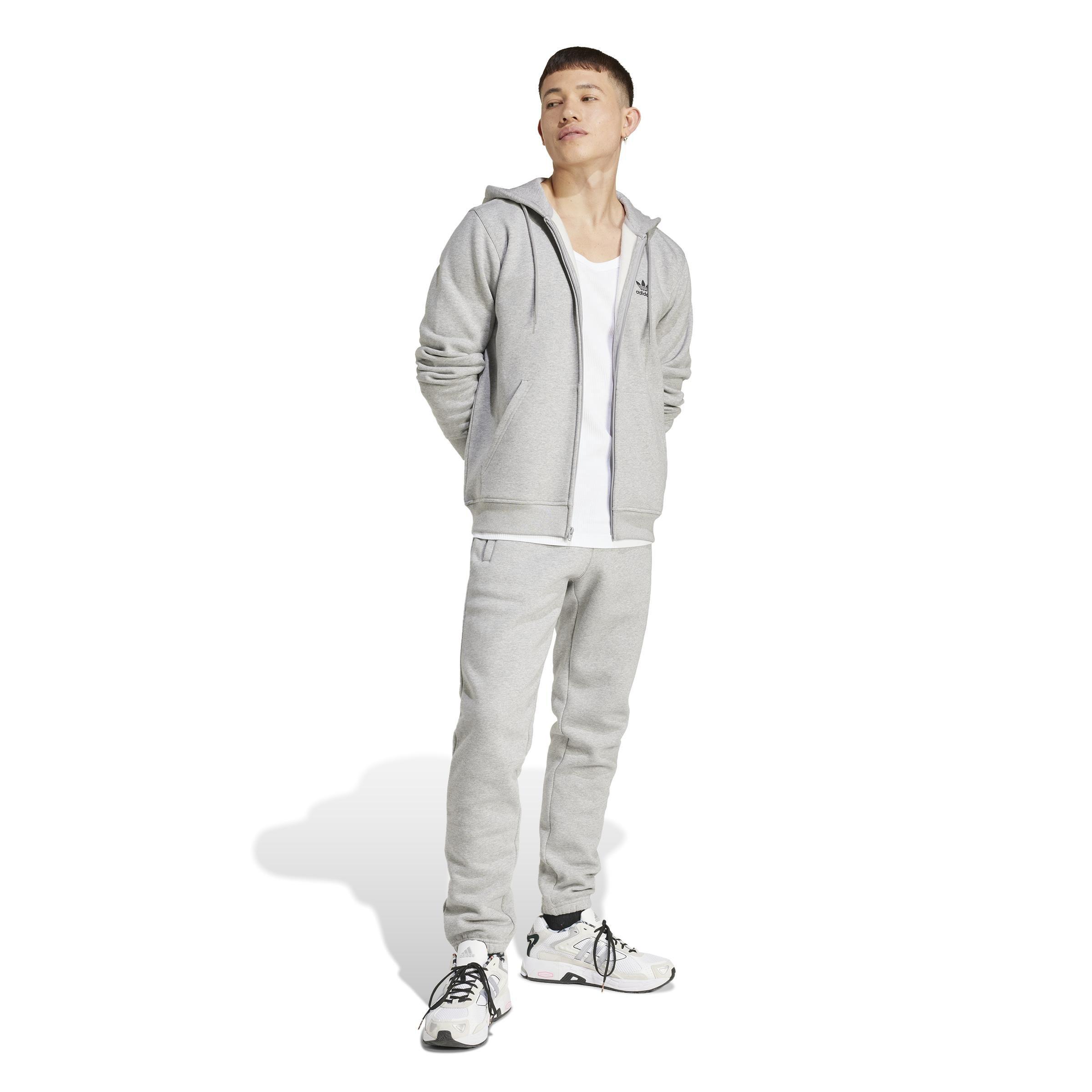 Trefoil Essentials Full-Zip Hoodie, Grey, A901_ONE, large image number 12