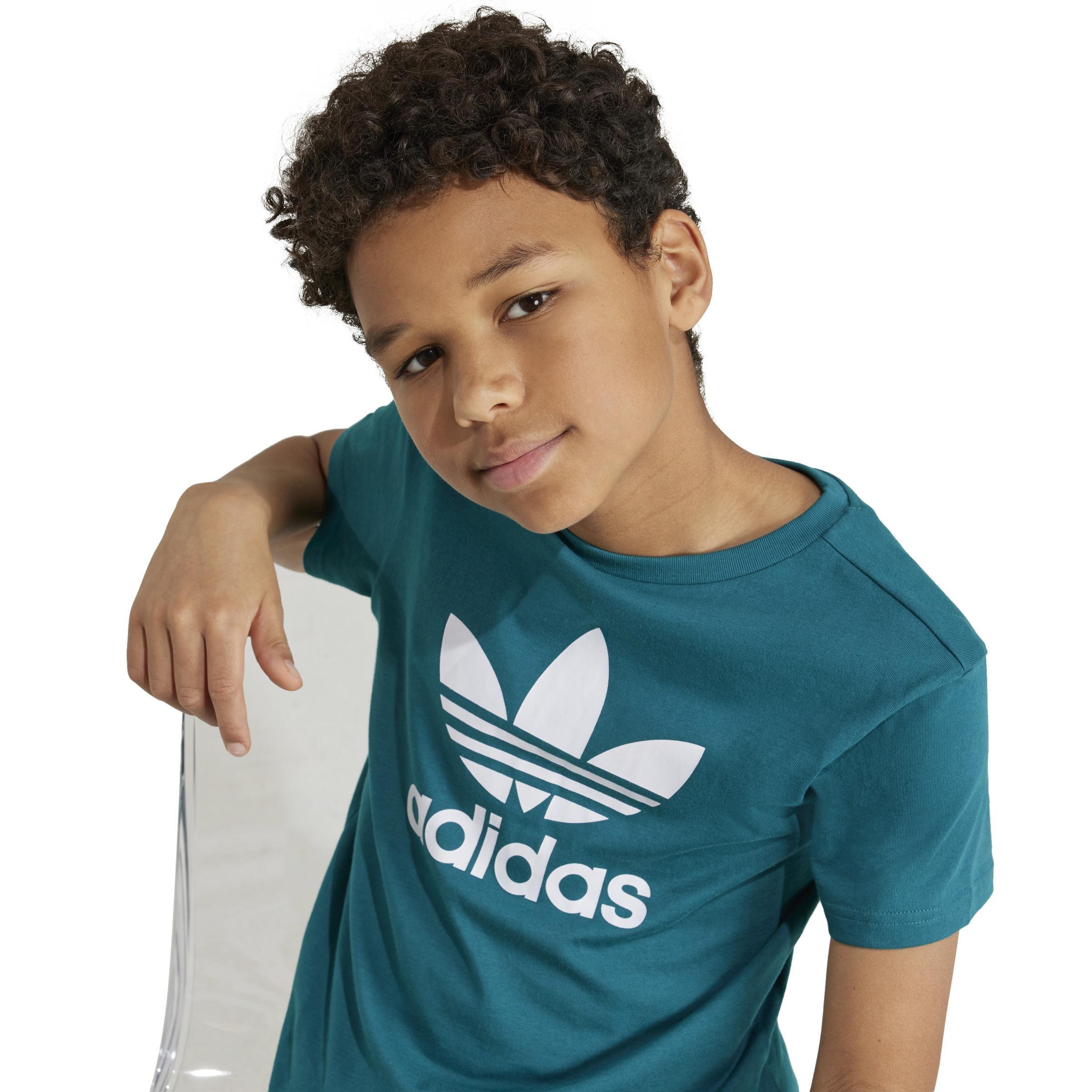 Unisex Kids Adicolor Trefoil T-Shirt, Turquoise, A901_ONE, large image number 4