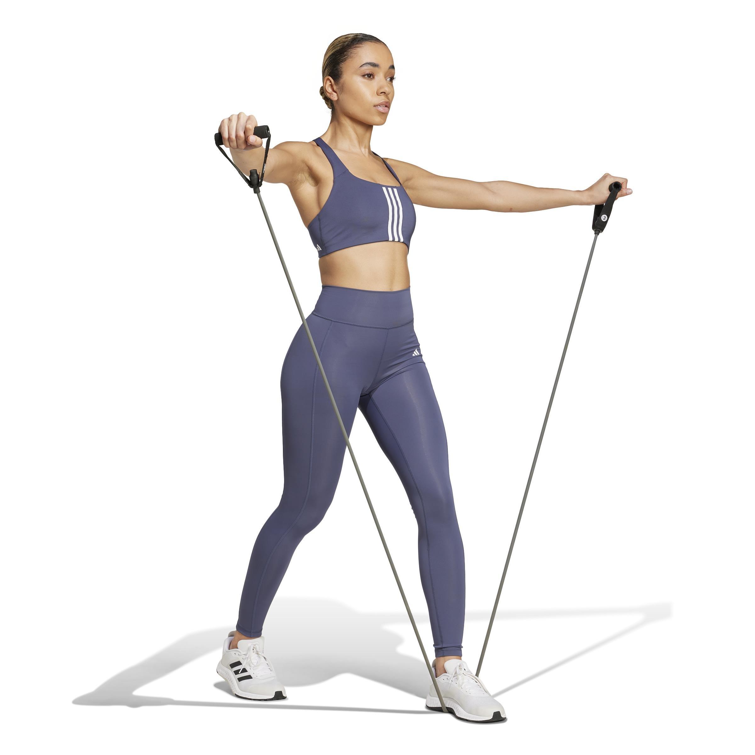 Powerimpact Training Medium-Support 3-Stripes Bra, Blue, A901_ONE, large image number 10