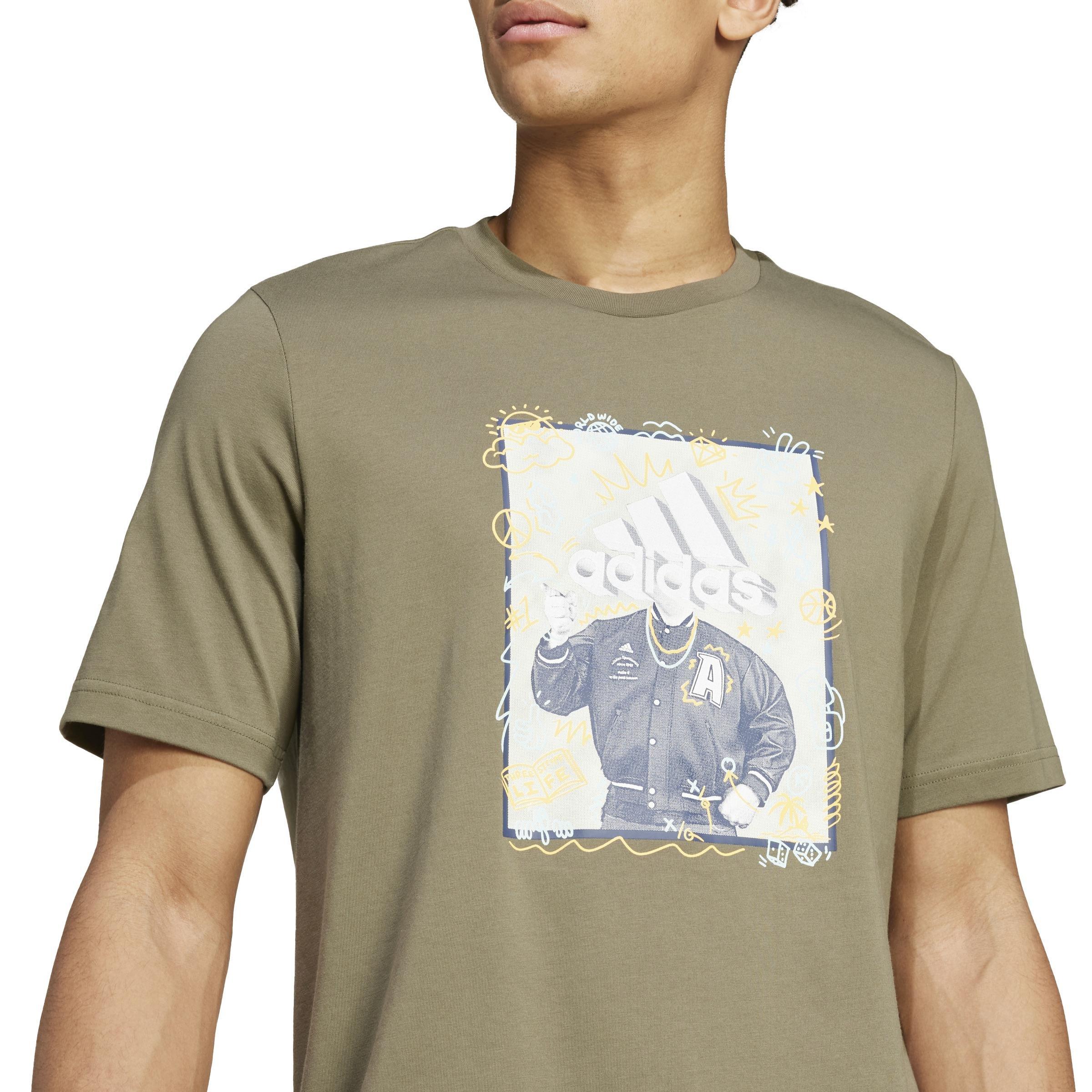 Doodle Graphic T-Shirt, Green, , large image number 4