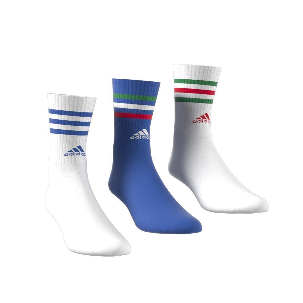 Unisex 3-Stripes Cushioned Crew Socks 3 Pairs, White, , large image number 1