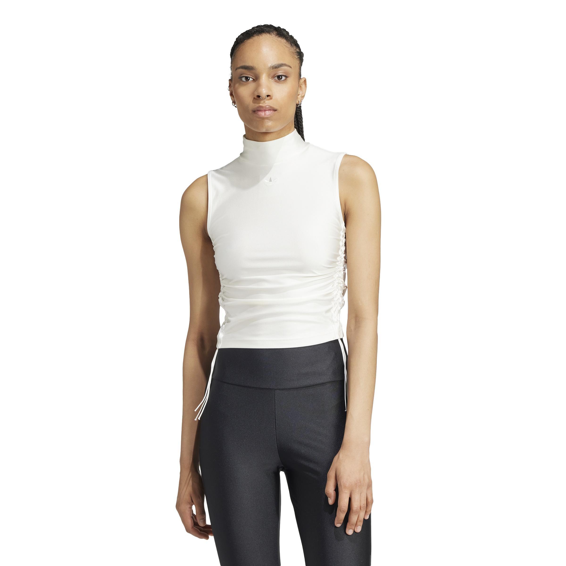Ruched 3-Stripes Crop Top, White, A901_ONE, large image number 6