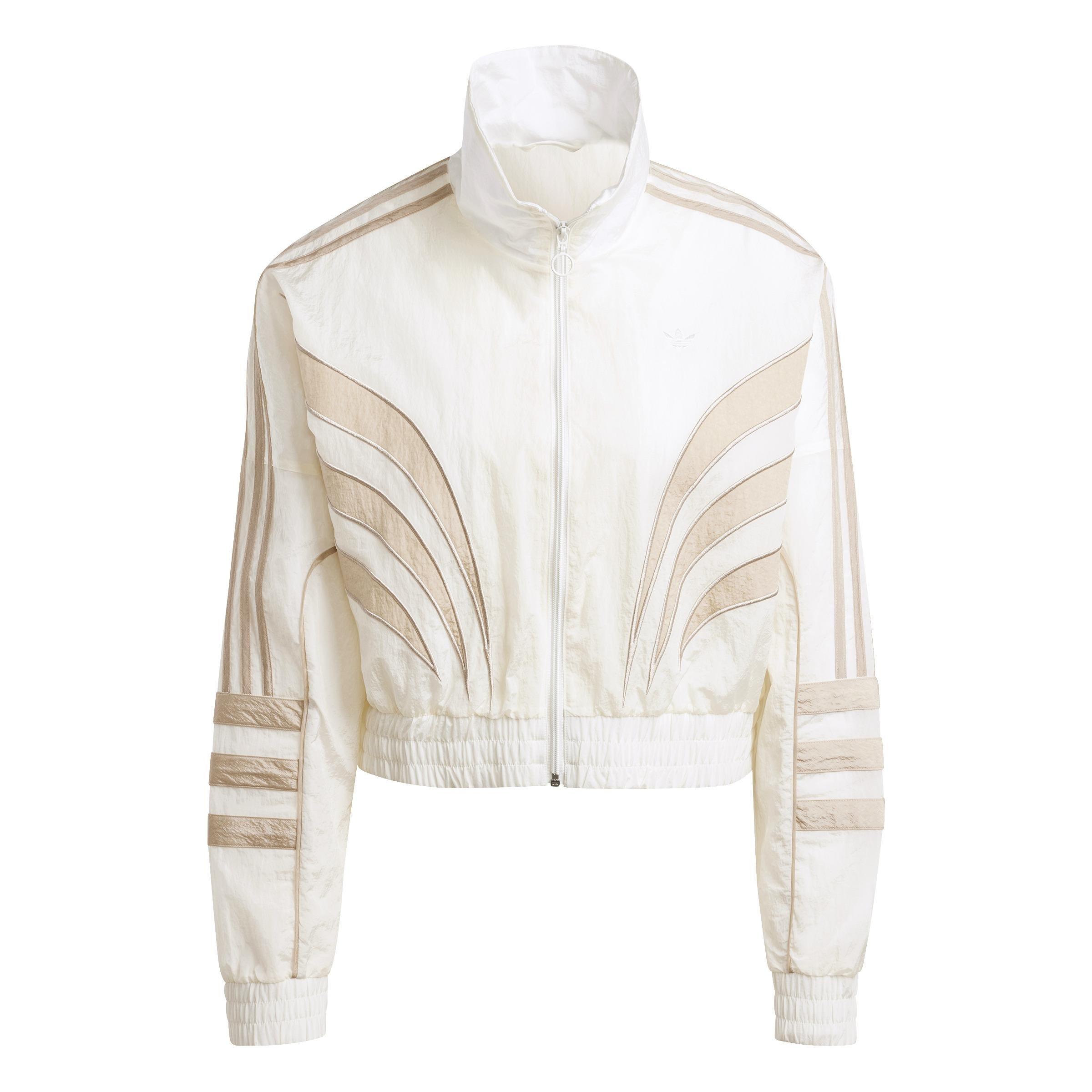 Atlanta Cut Line Loose Nylon Track Top, White, A901_ONE, large image number 0