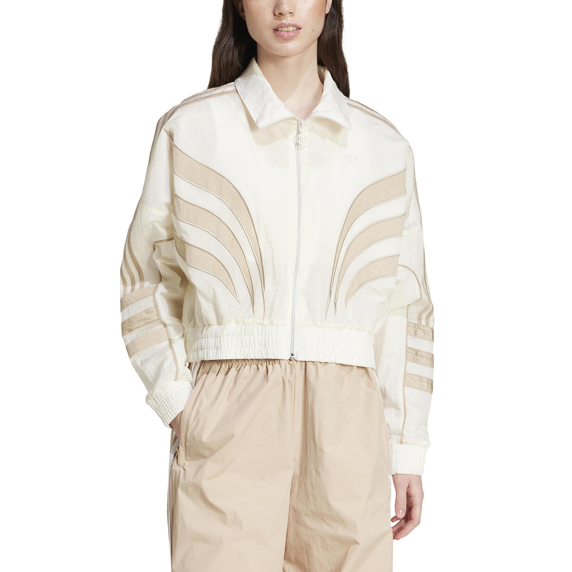 Atlanta Cut Line Loose Nylon Track Top, White, A901_ONE, large image number 1