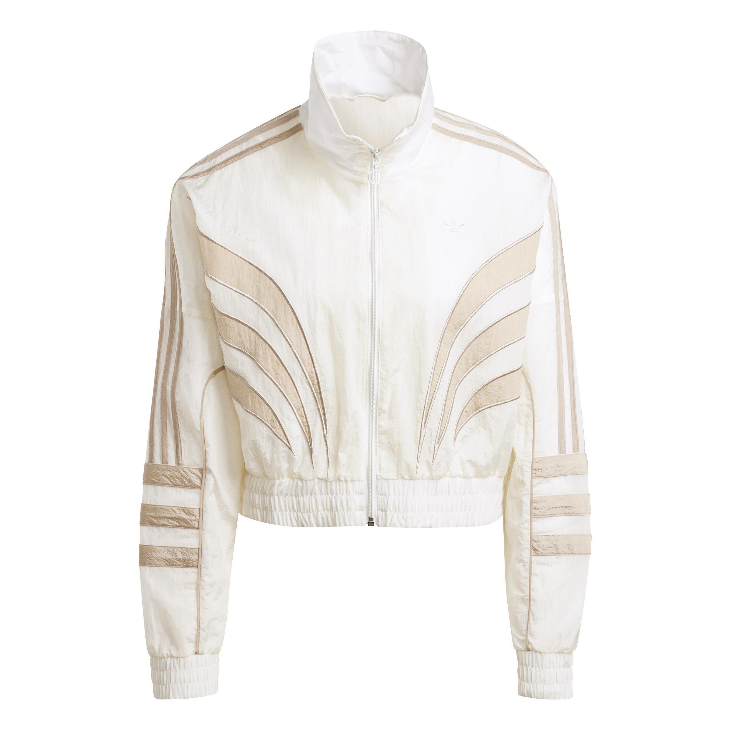 Atlanta Cut Line Loose Nylon Track Top, White, A901_ONE, large image number 2