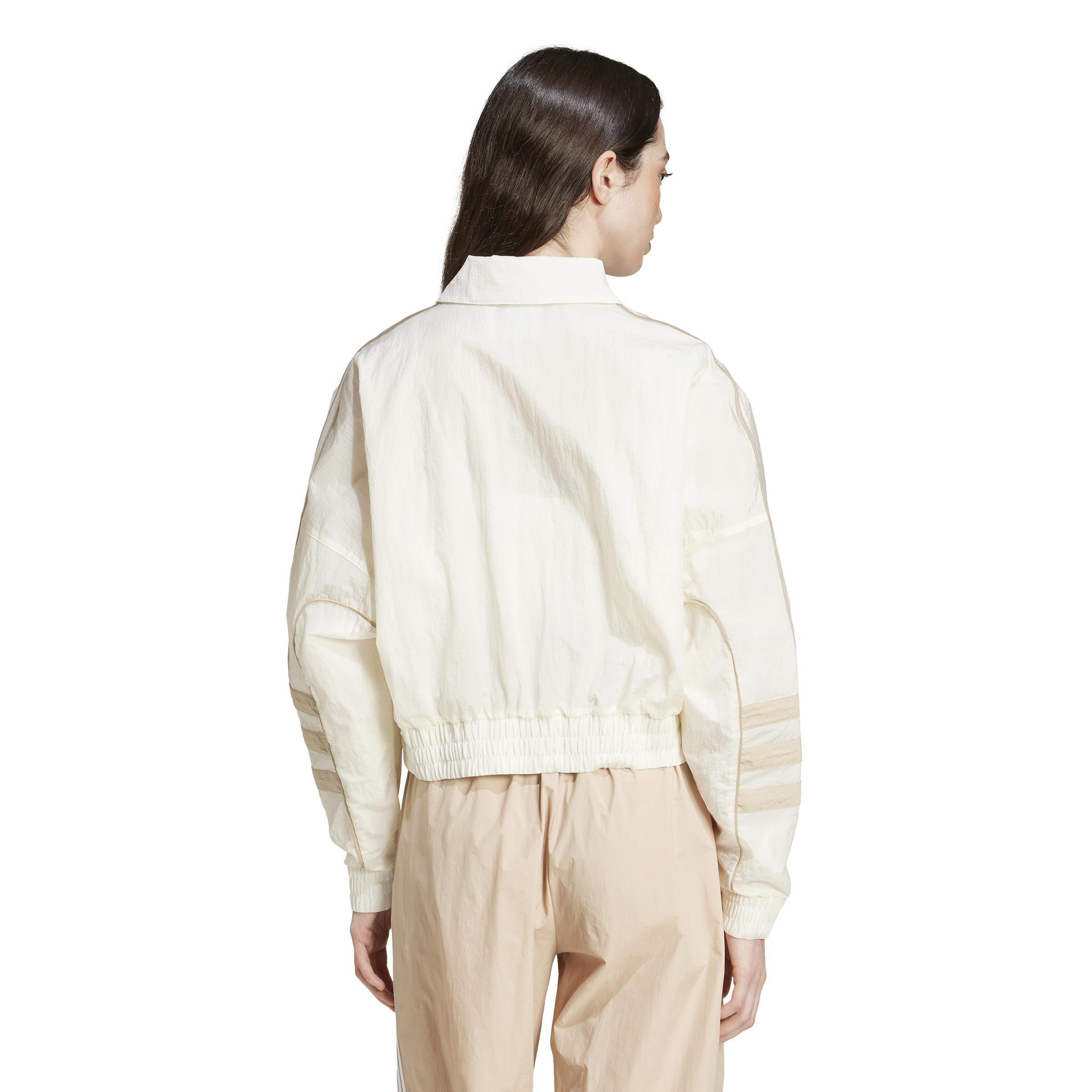 Atlanta Cut Line Loose Nylon Track Top, White, A901_ONE, large image number 3