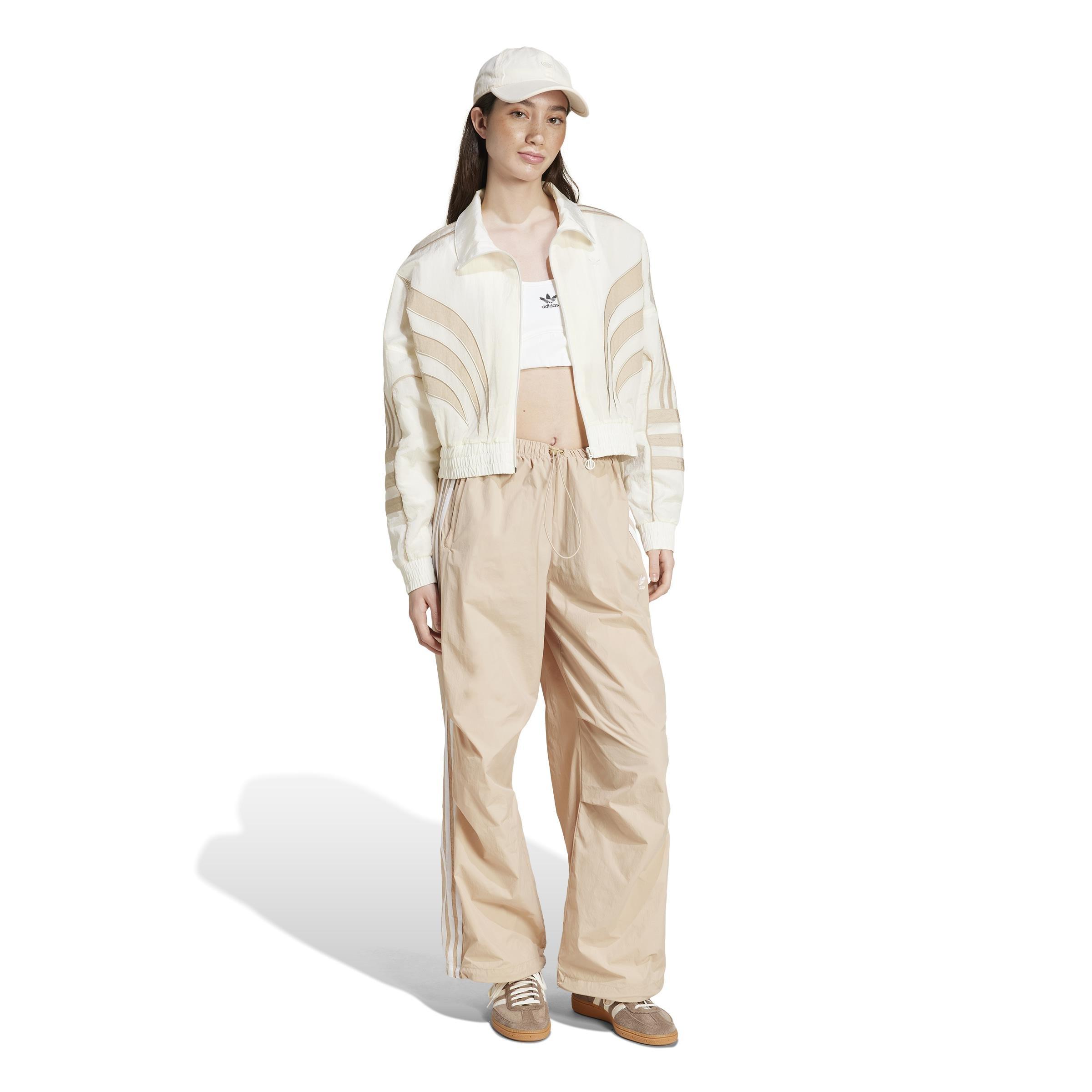 Atlanta Cut Line Loose Nylon Track Top, White, A901_ONE, large image number 7