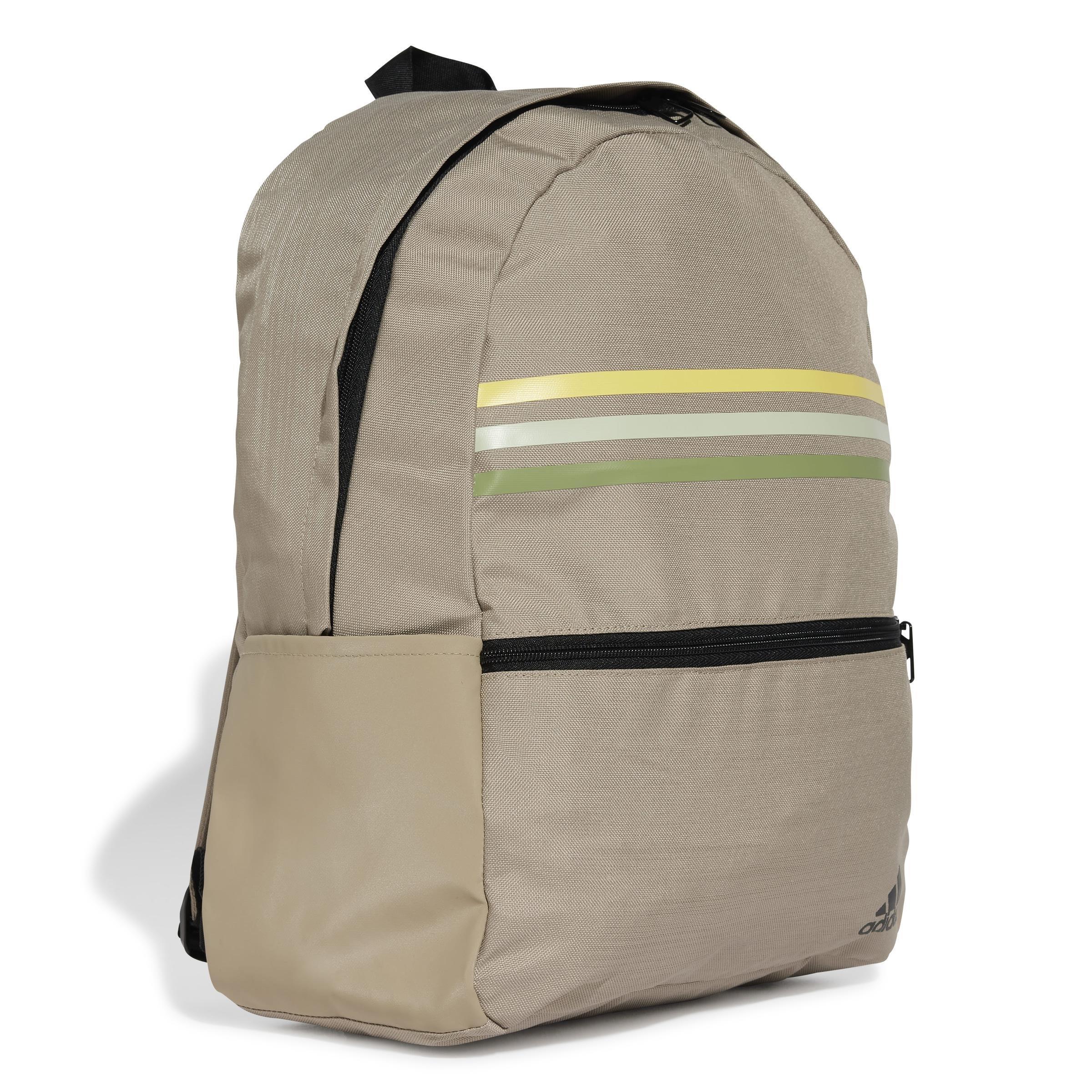 Unisex Classic Horizontal 3-Stripes Backpack, Green, A901_ONE, large image number 2