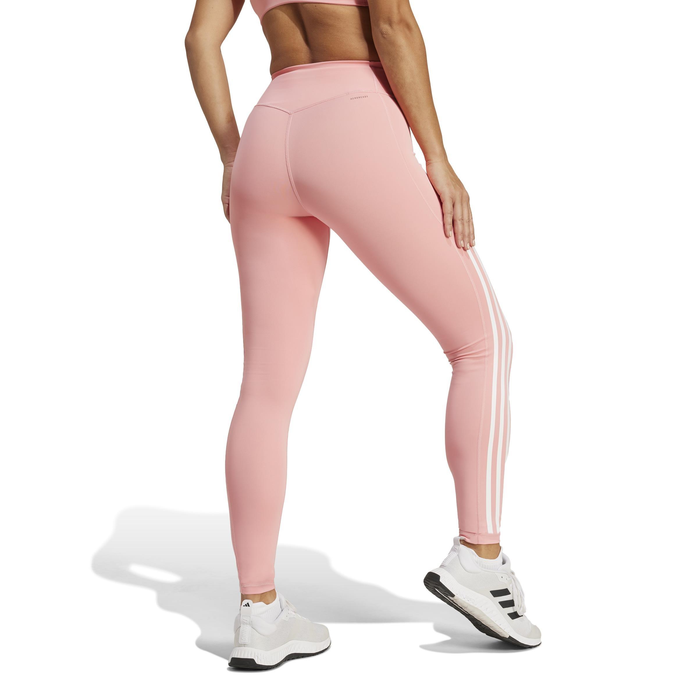 Optime 3-Stripes Full-Length Leggings, Pink, , large image number 2