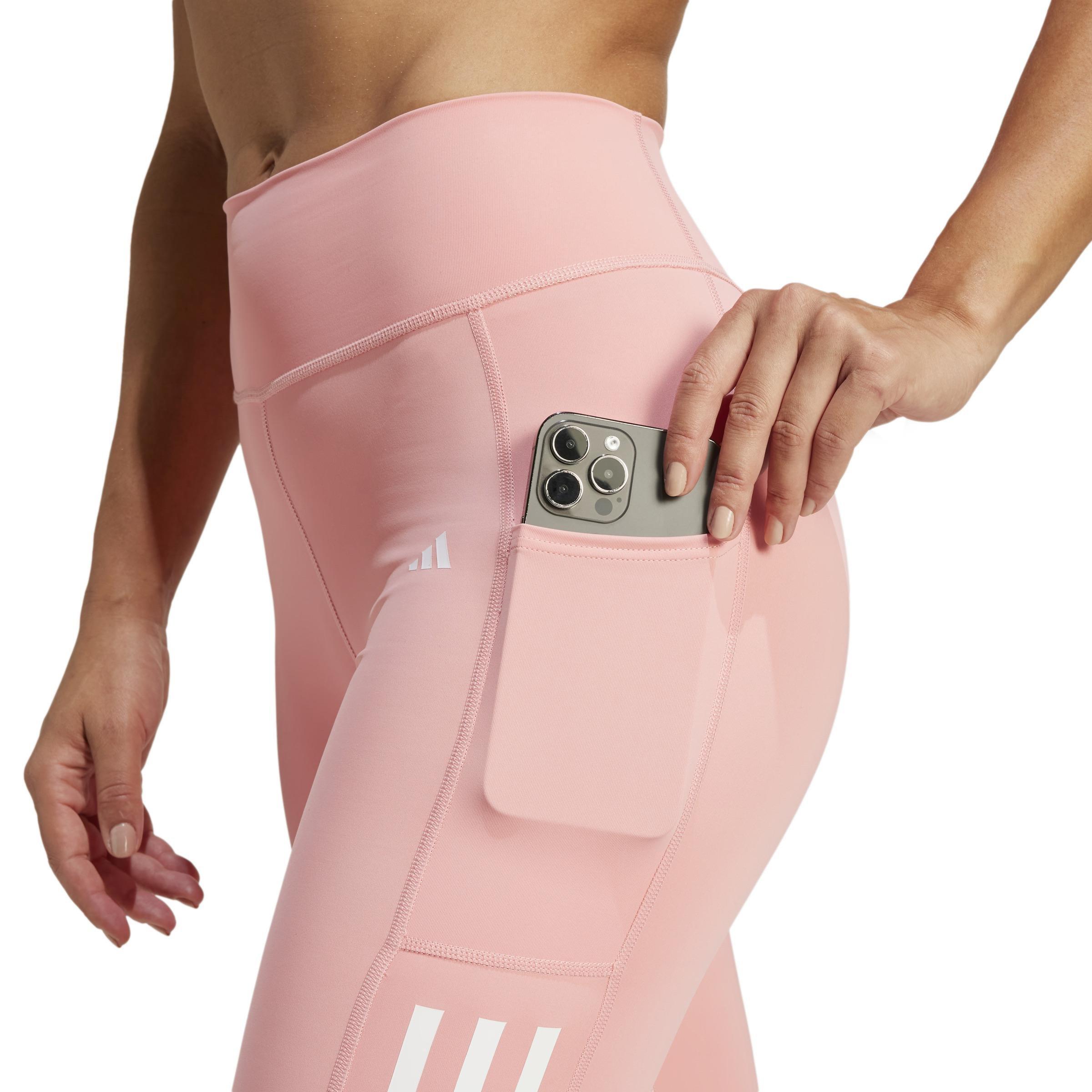 Optime 3-Stripes Full-Length Leggings, Pink, , large image number 4
