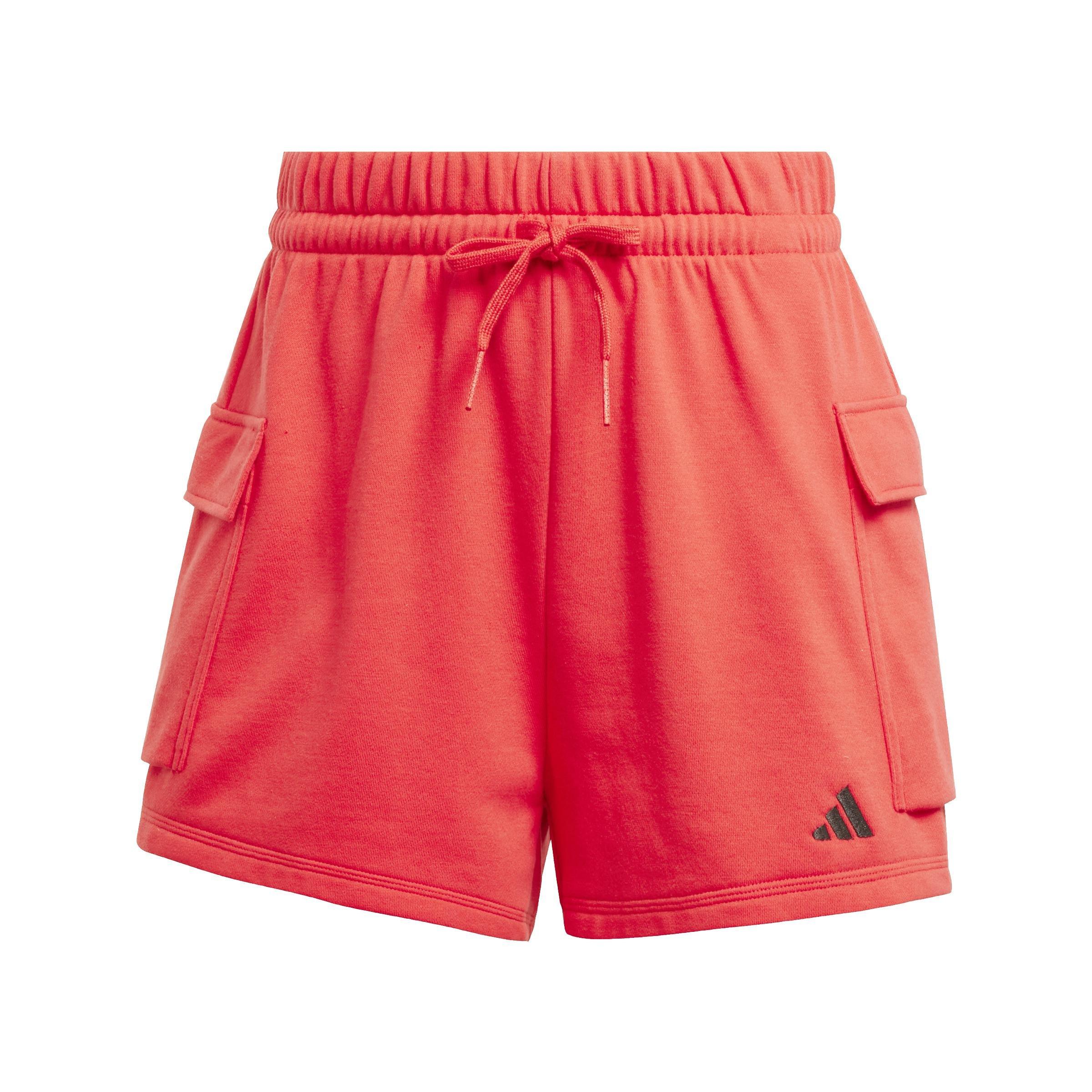 Essentials Small Logo French Terry Cargo Shorts, Red