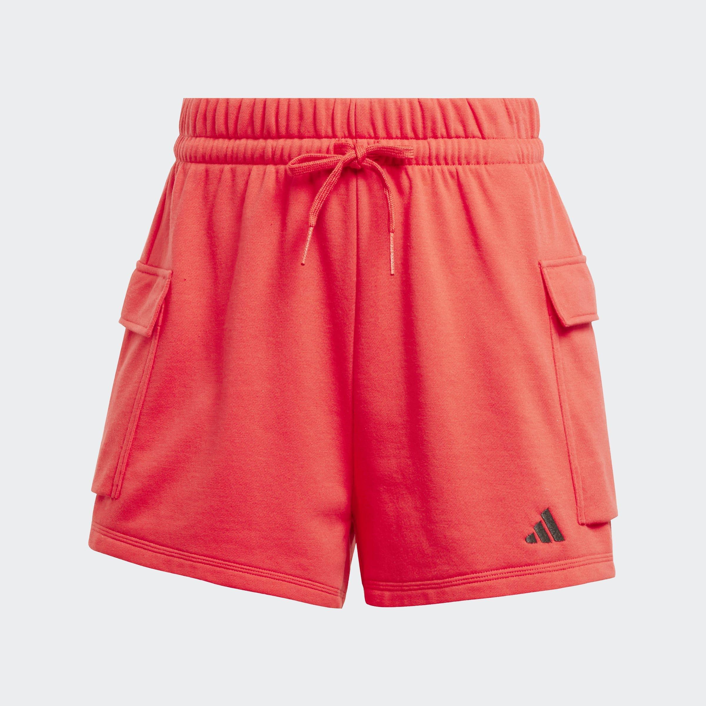 Essentials Small Logo French Terry Cargo Shorts, Red