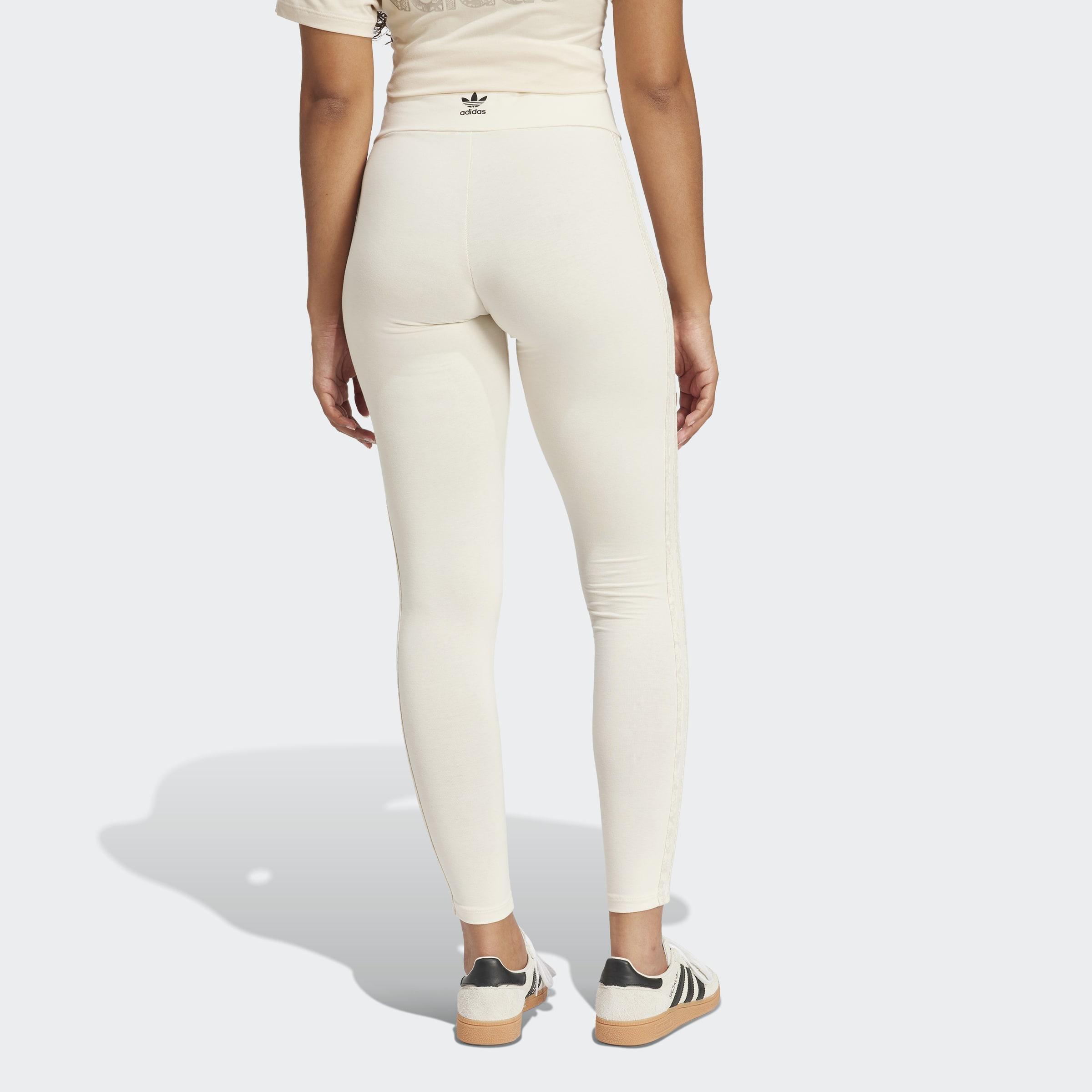 Snakeskin 3-Stripes Leggings, White