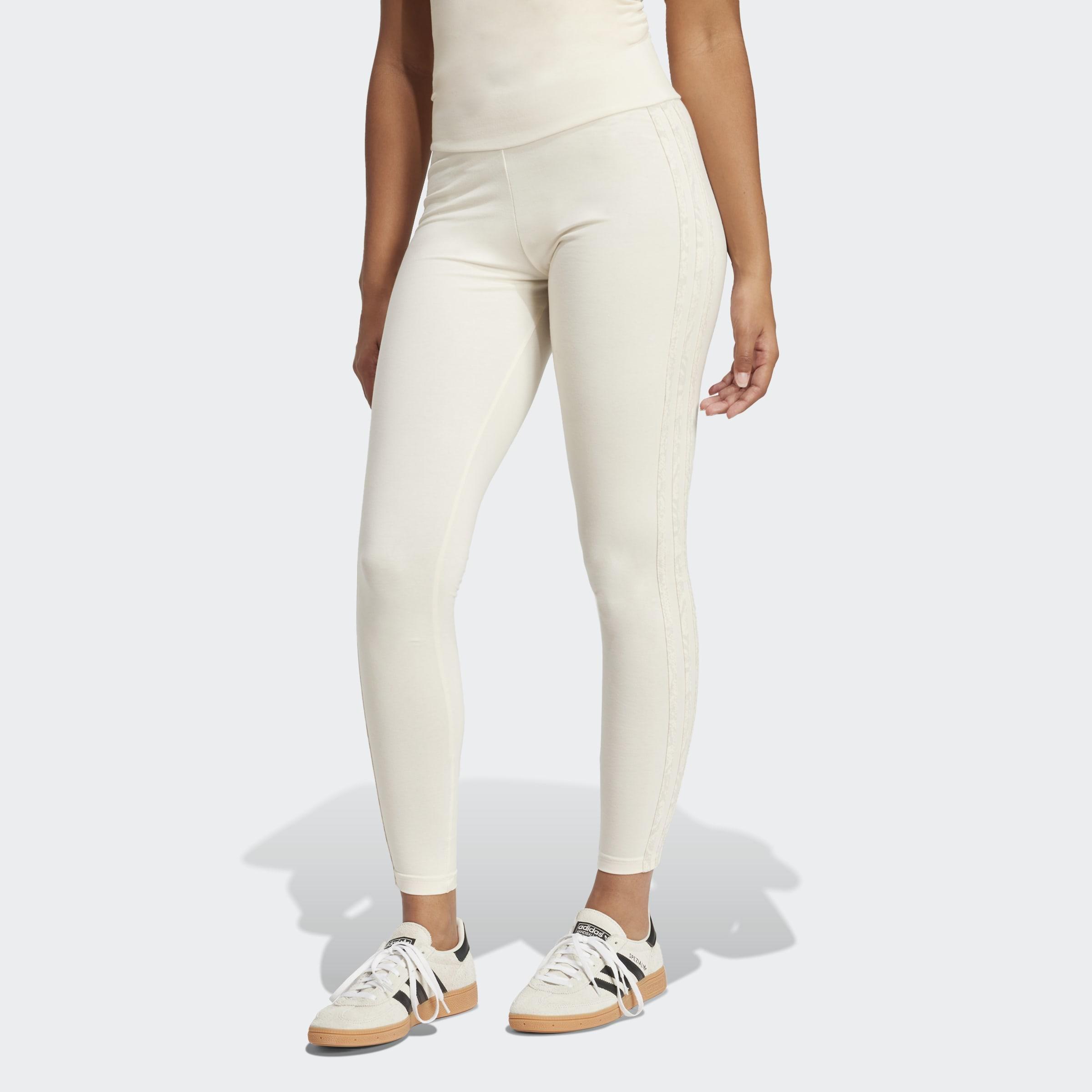 Snakeskin 3-Stripes Leggings, White, A901_ONE, large image number 4
