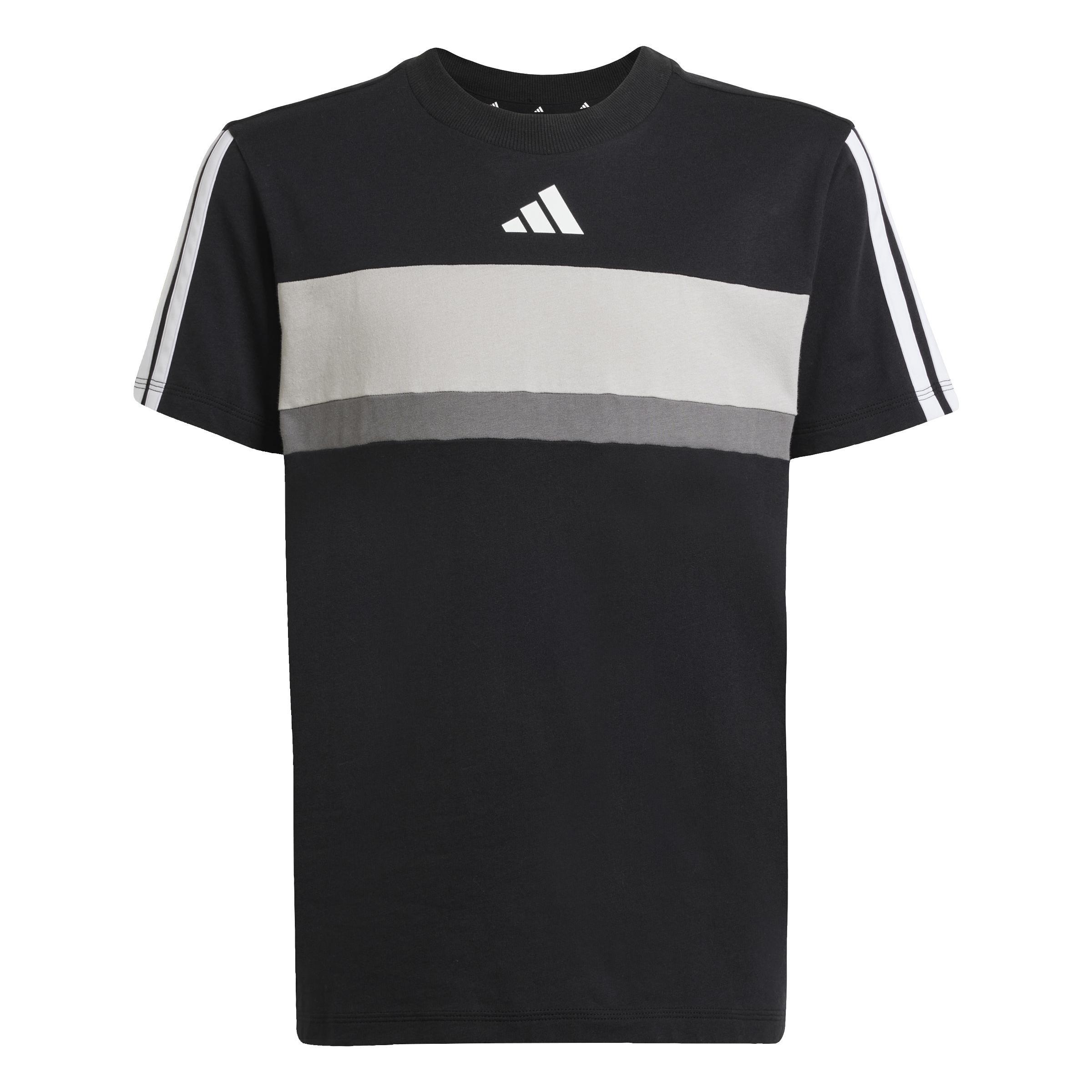Kids Unisex Seasonal Essentials Tiberio 3-Stripes T-Shirt, Black, A901_ONE, large image number 0