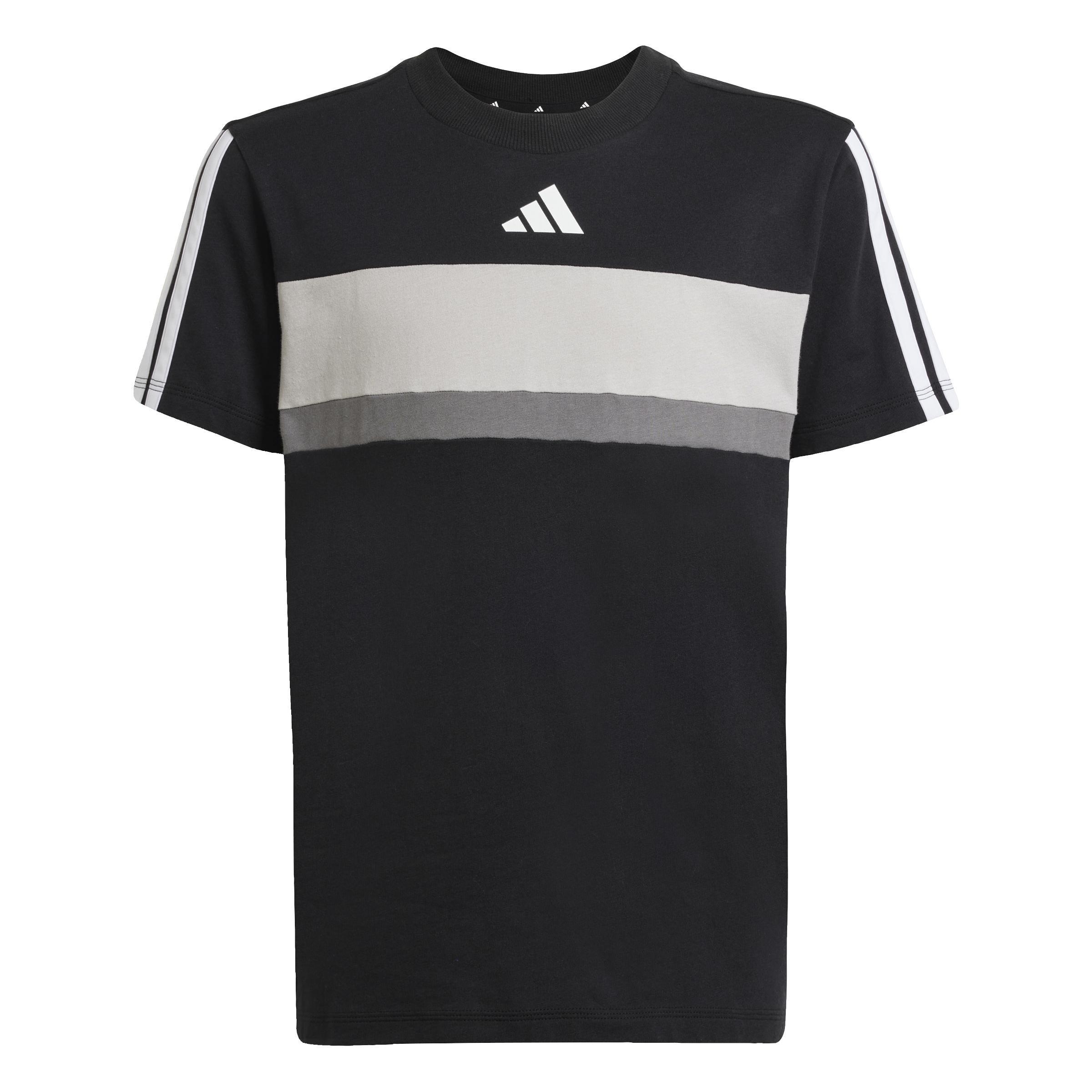 Kids Unisex Seasonal Essentials Tiberio 3-Stripes T-Shirt, Black, A901_ONE, large image number 1