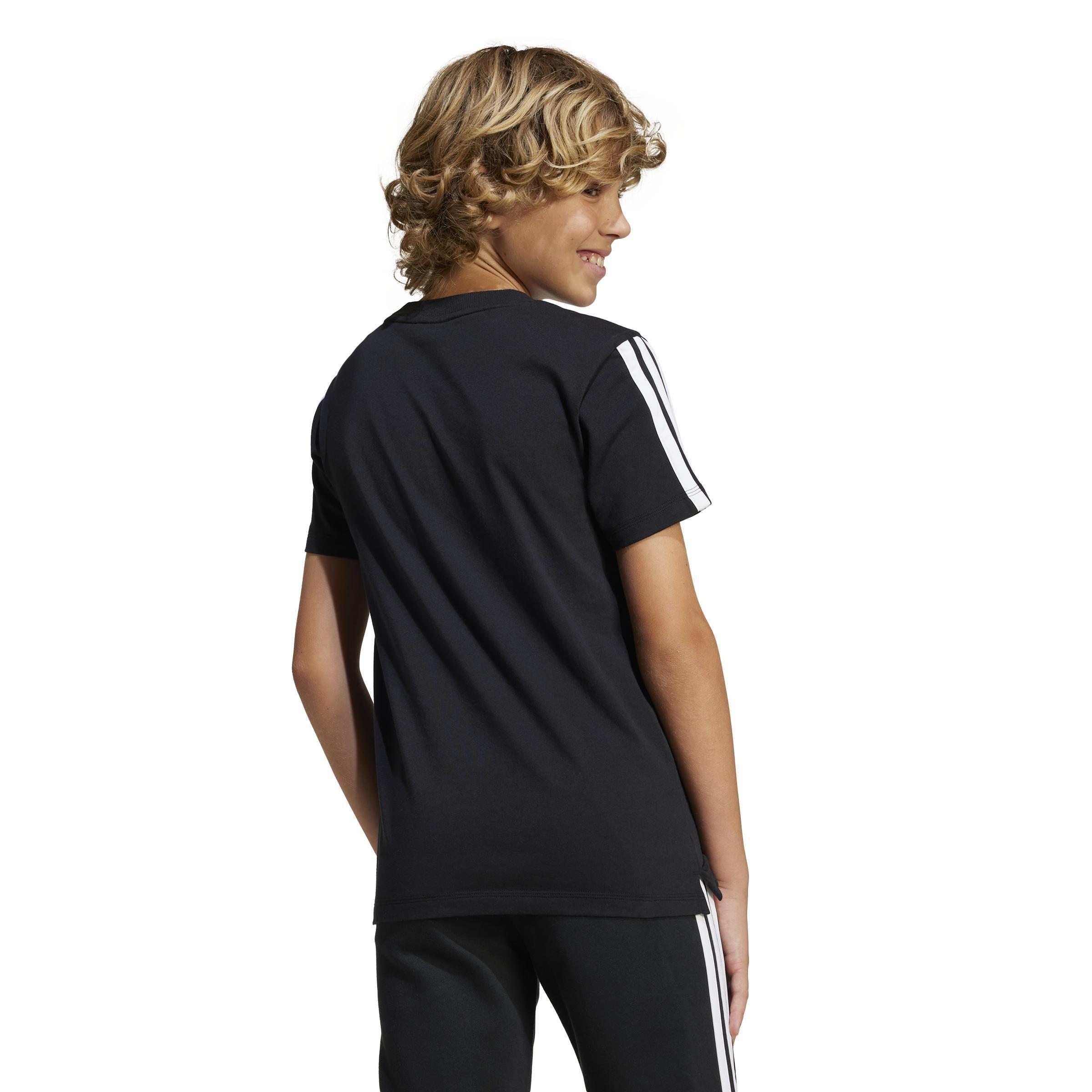 Kids Unisex Seasonal Essentials Tiberio 3-Stripes T-Shirt, Black, A901_ONE, large image number 4