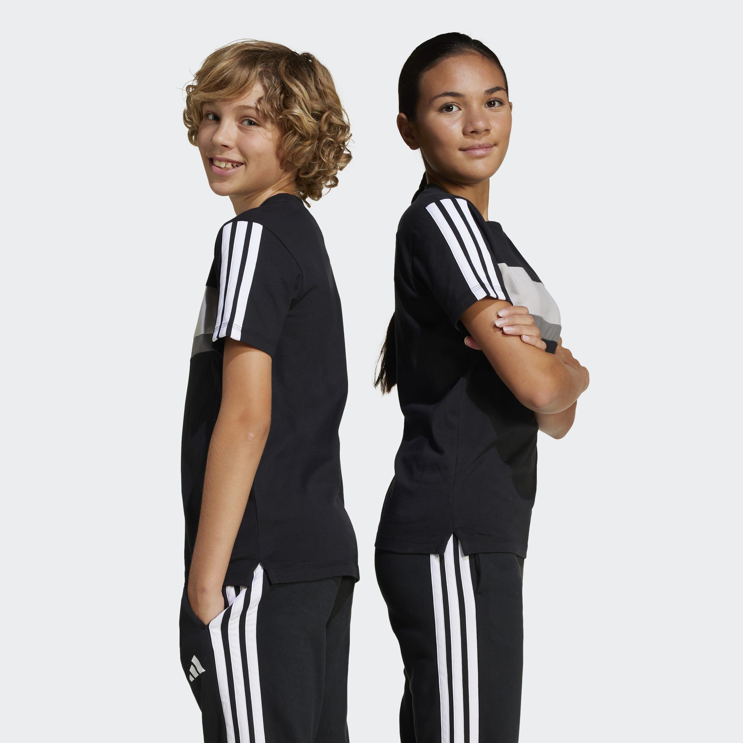 Kids Unisex Seasonal Essentials Tiberio 3-Stripes T-Shirt, Black, A901_ONE, large image number 5