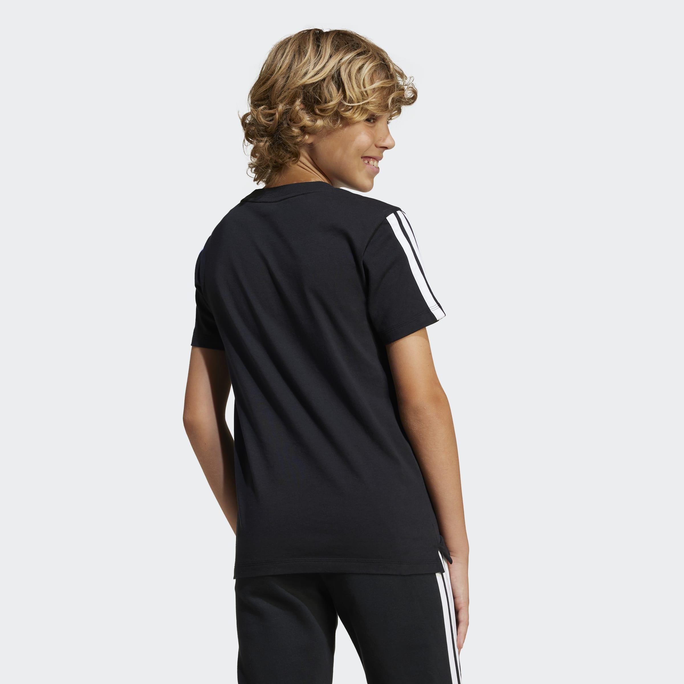 Kids Unisex Seasonal Essentials Tiberio 3-Stripes T-Shirt, Black, A901_ONE, large image number 6
