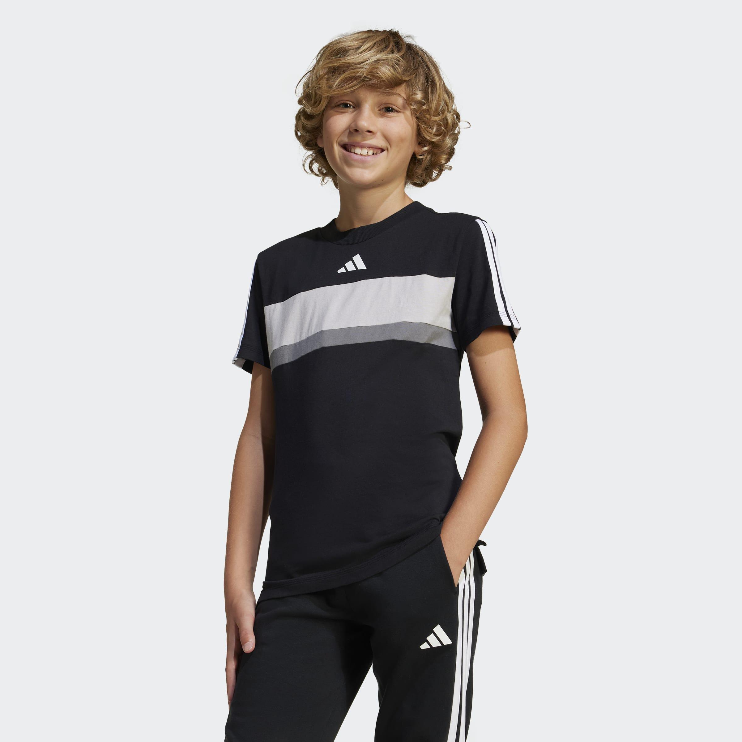 Kids Unisex Seasonal Essentials Tiberio 3-Stripes T-Shirt, Black, A901_ONE, large image number 14