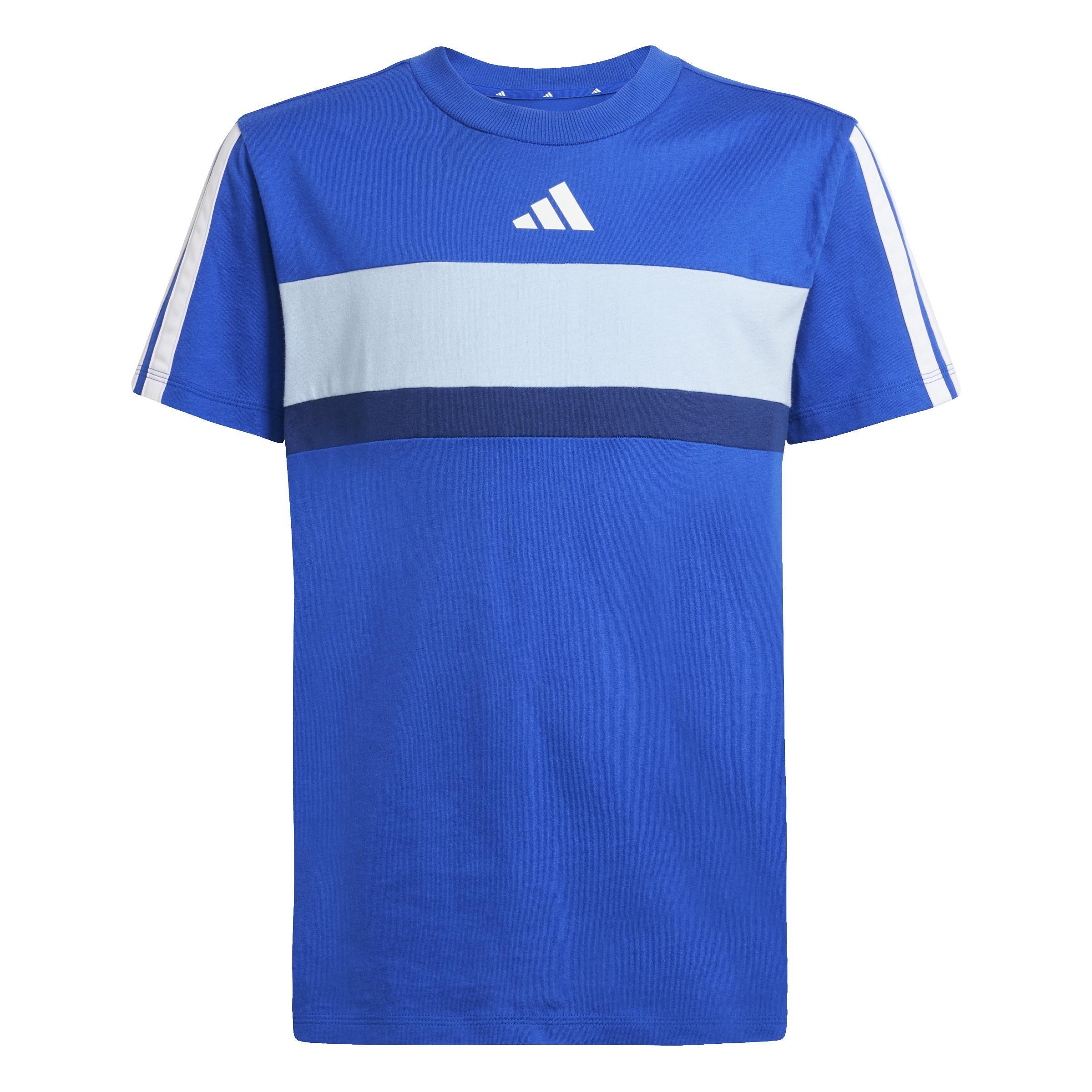 Kids Unisex Seasonal Essentials Tiberio 3-Stripes T-Shirt, Blue, A901_ONE, large image number 0