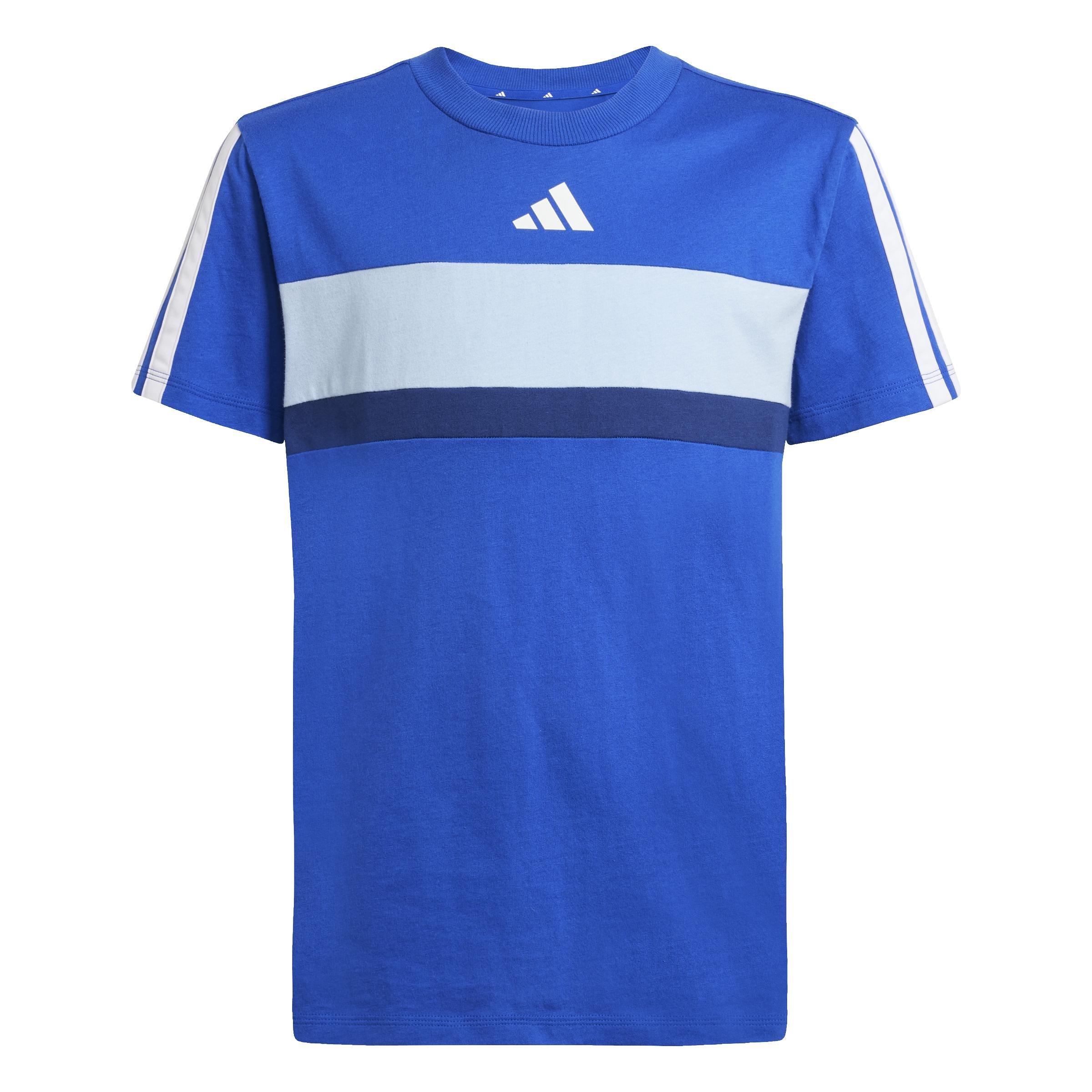 Kids Unisex Seasonal Essentials Tiberio 3-Stripes T-Shirt, Blue, A901_ONE, large image number 1