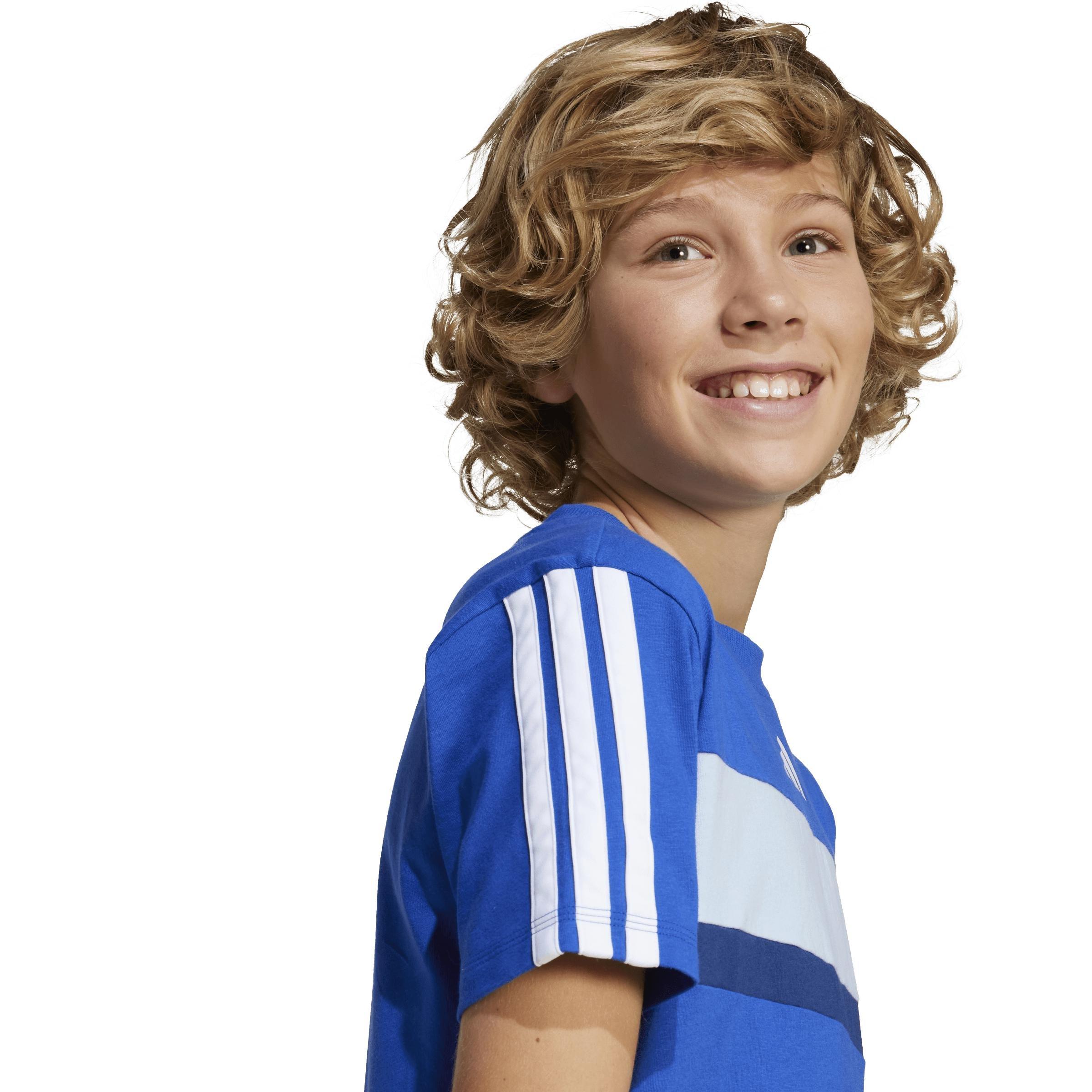Kids Unisex Seasonal Essentials Tiberio 3-Stripes T-Shirt, Blue, A901_ONE, large image number 7