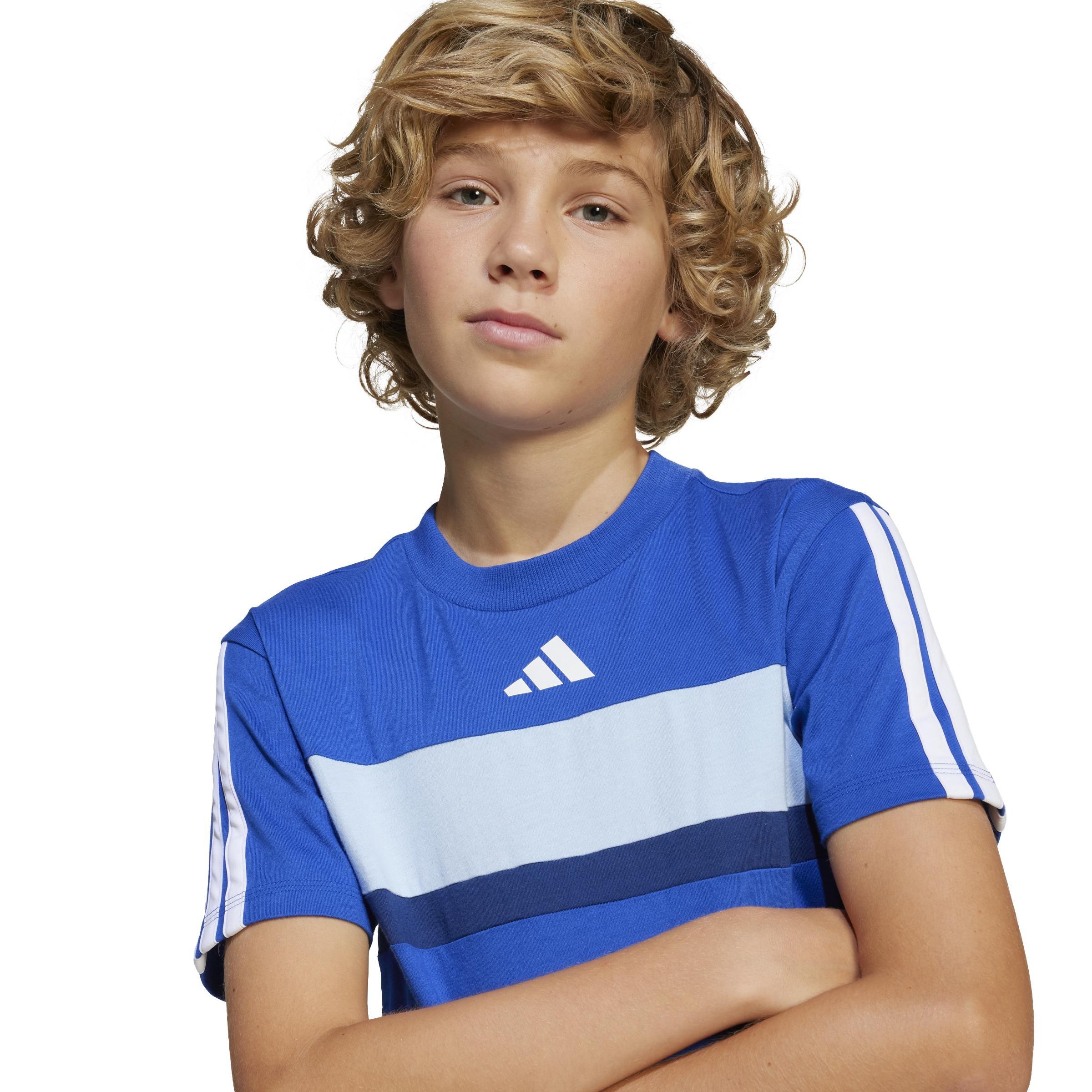 Kids Unisex Seasonal Essentials Tiberio 3-Stripes T-Shirt, Blue, A901_ONE, large image number 8
