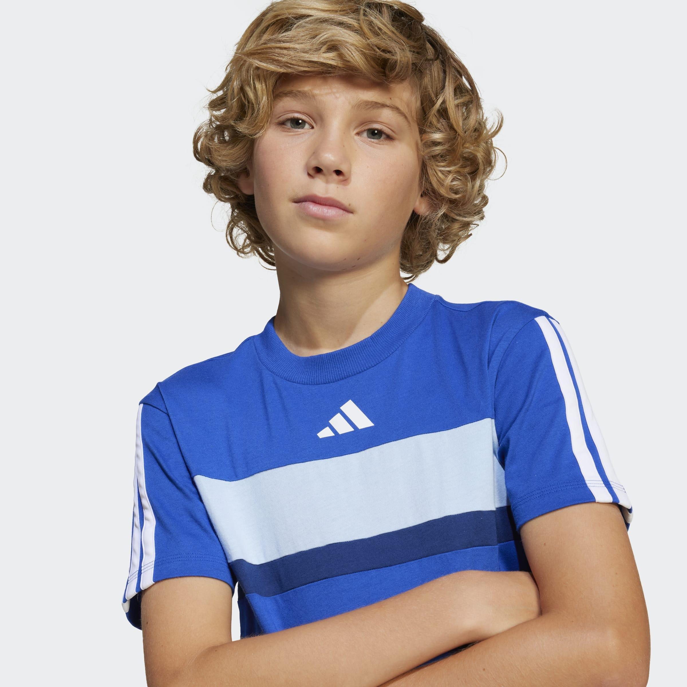 Kids Unisex Seasonal Essentials Tiberio 3-Stripes T-Shirt, Blue, A901_ONE, large image number 9