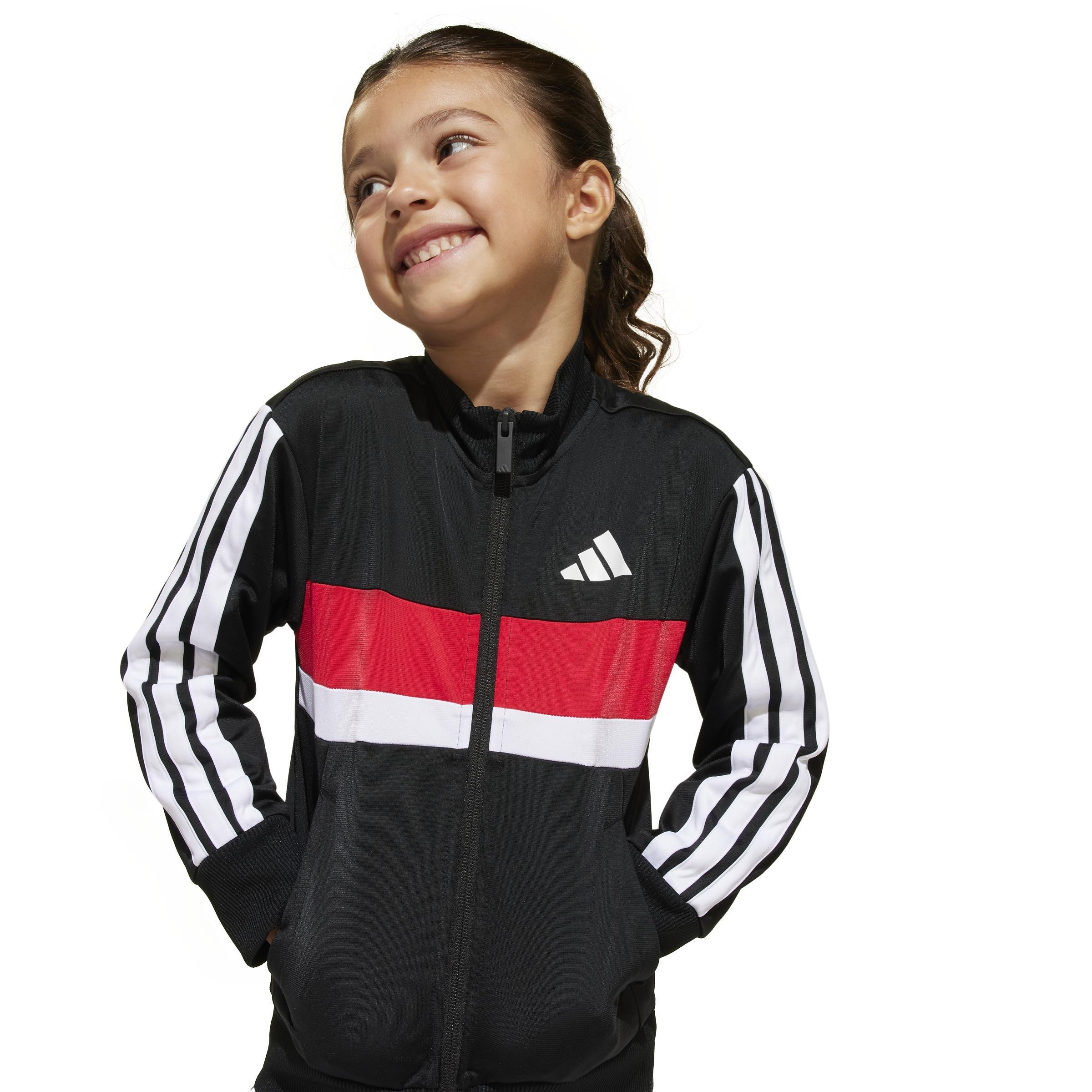 Kids Unisex Seasonal Essentials Tiberio 3-Stripes Tricot Track Suit, Black, A901_ONE, large image number 6