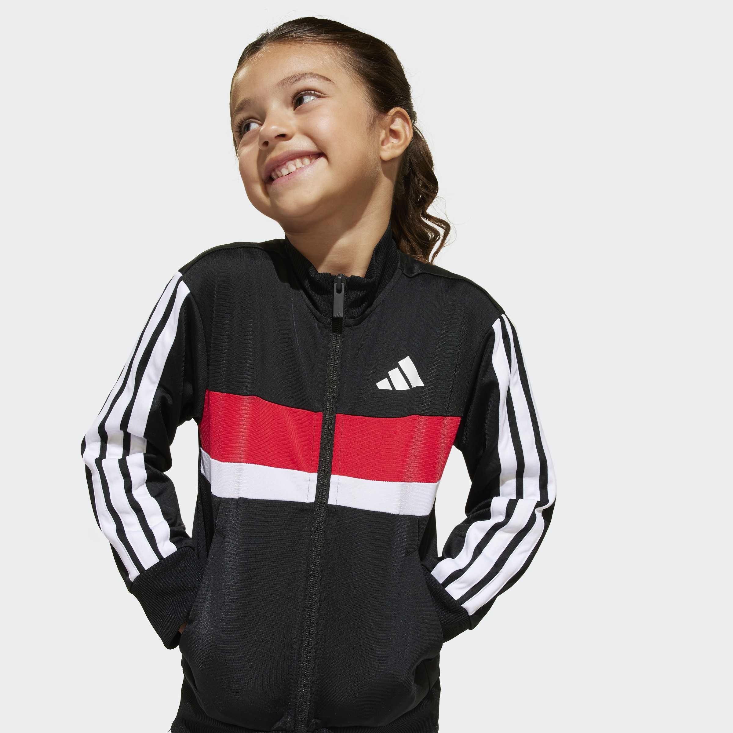 Kids Unisex Seasonal Essentials Tiberio 3-Stripes Tricot Track Suit, Black, A901_ONE, large image number 7
