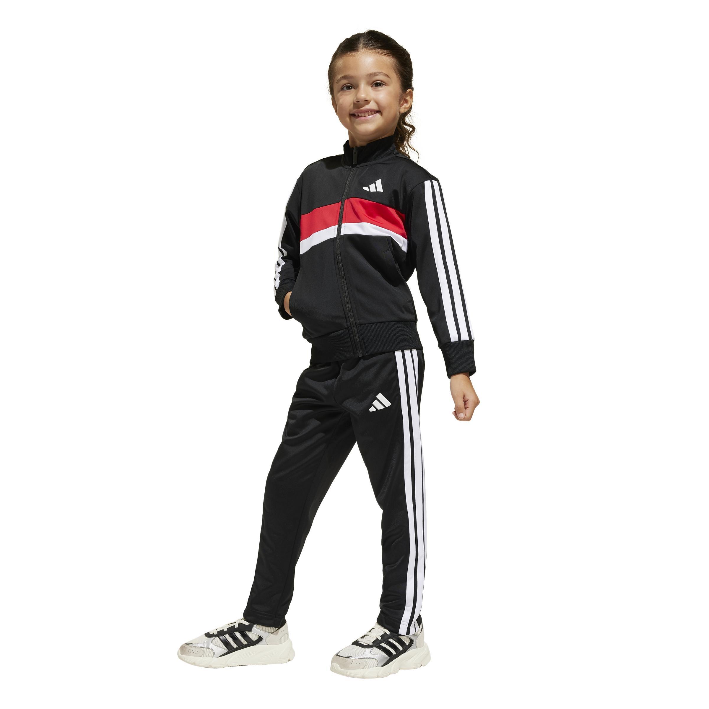Kids Unisex Seasonal Essentials Tiberio 3-Stripes Tricot Track Suit, Black, A901_ONE, large image number 11