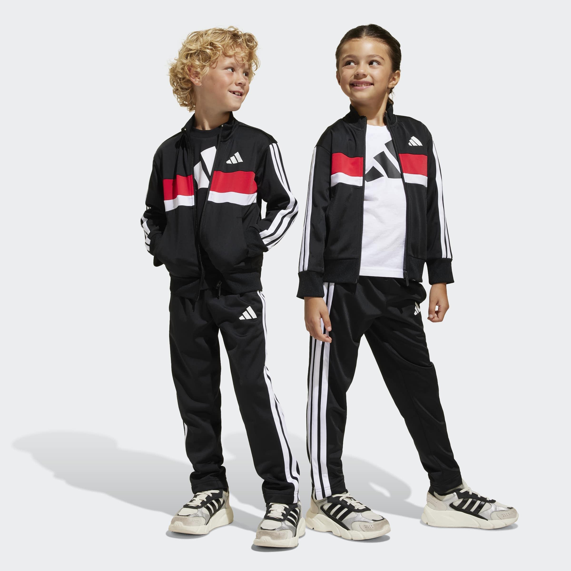 Kids Unisex Seasonal Essentials Tiberio 3-Stripes Tricot Track Suit, Black, A901_ONE, large image number 14