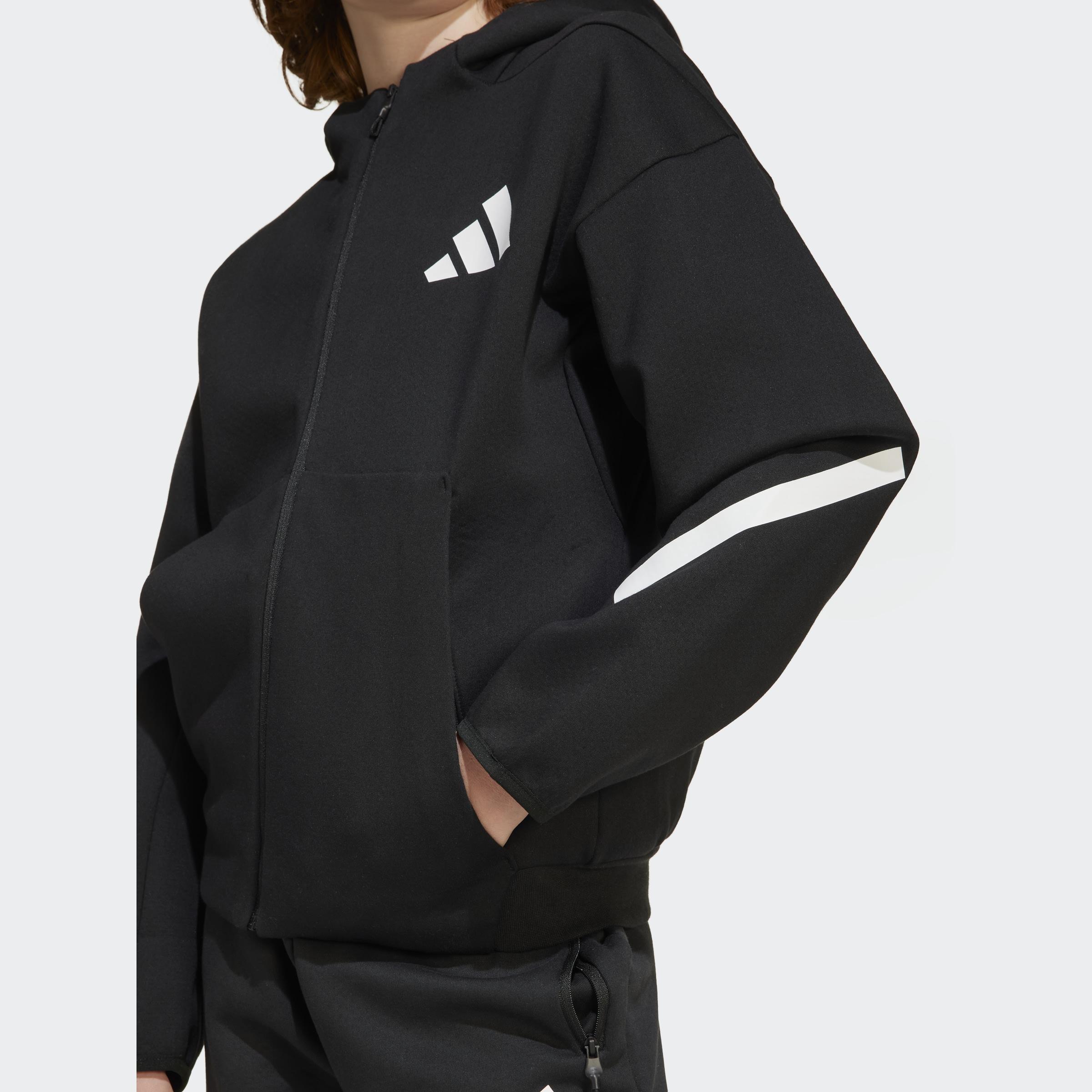 Unisex Kids adidas Z.N.E. Full-Zip Hooded Track Jacket, Black, A901_ONE, large image number 3