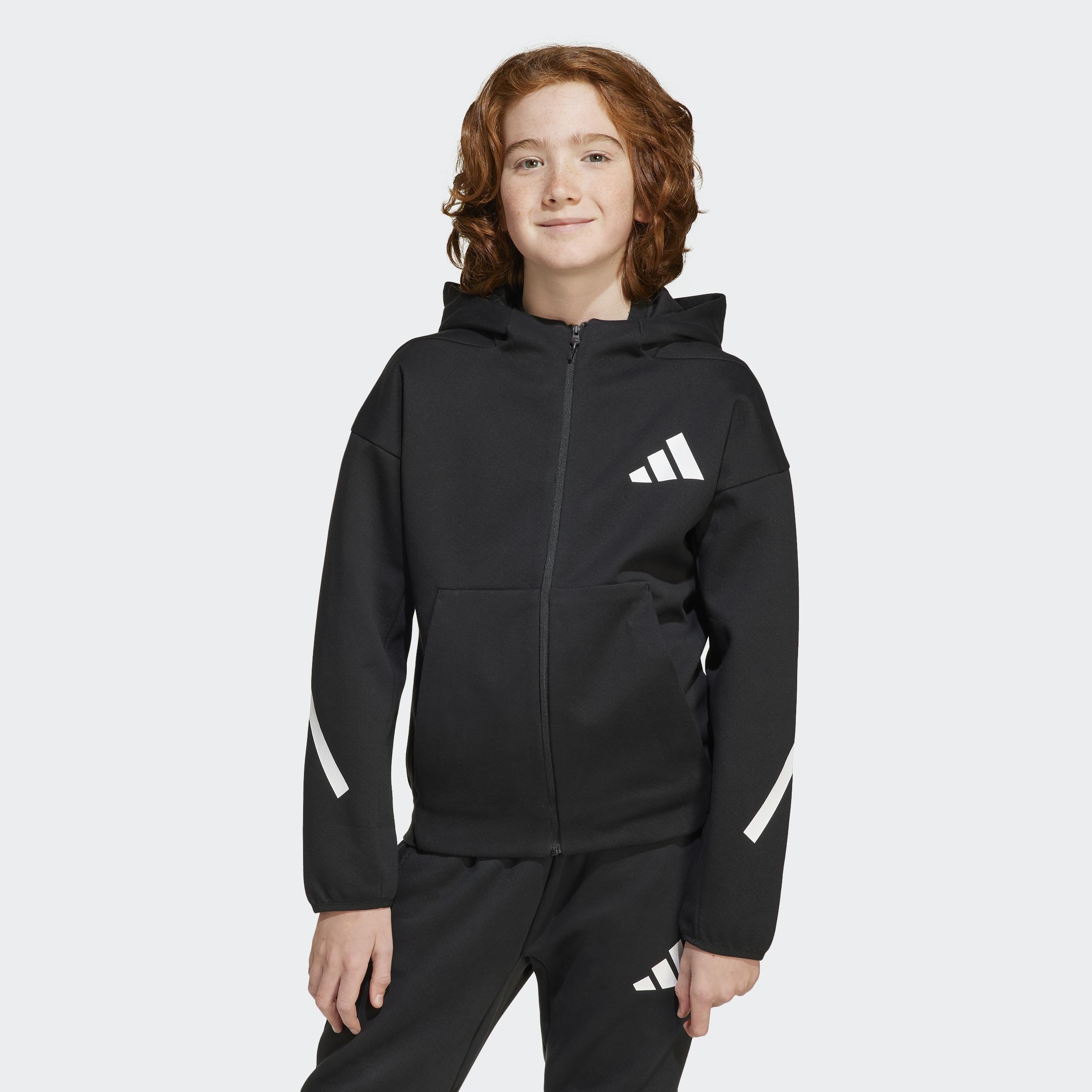 Unisex Kids adidas Z.N.E. Full-Zip Hooded Track Jacket, Black, A901_ONE, large image number 6