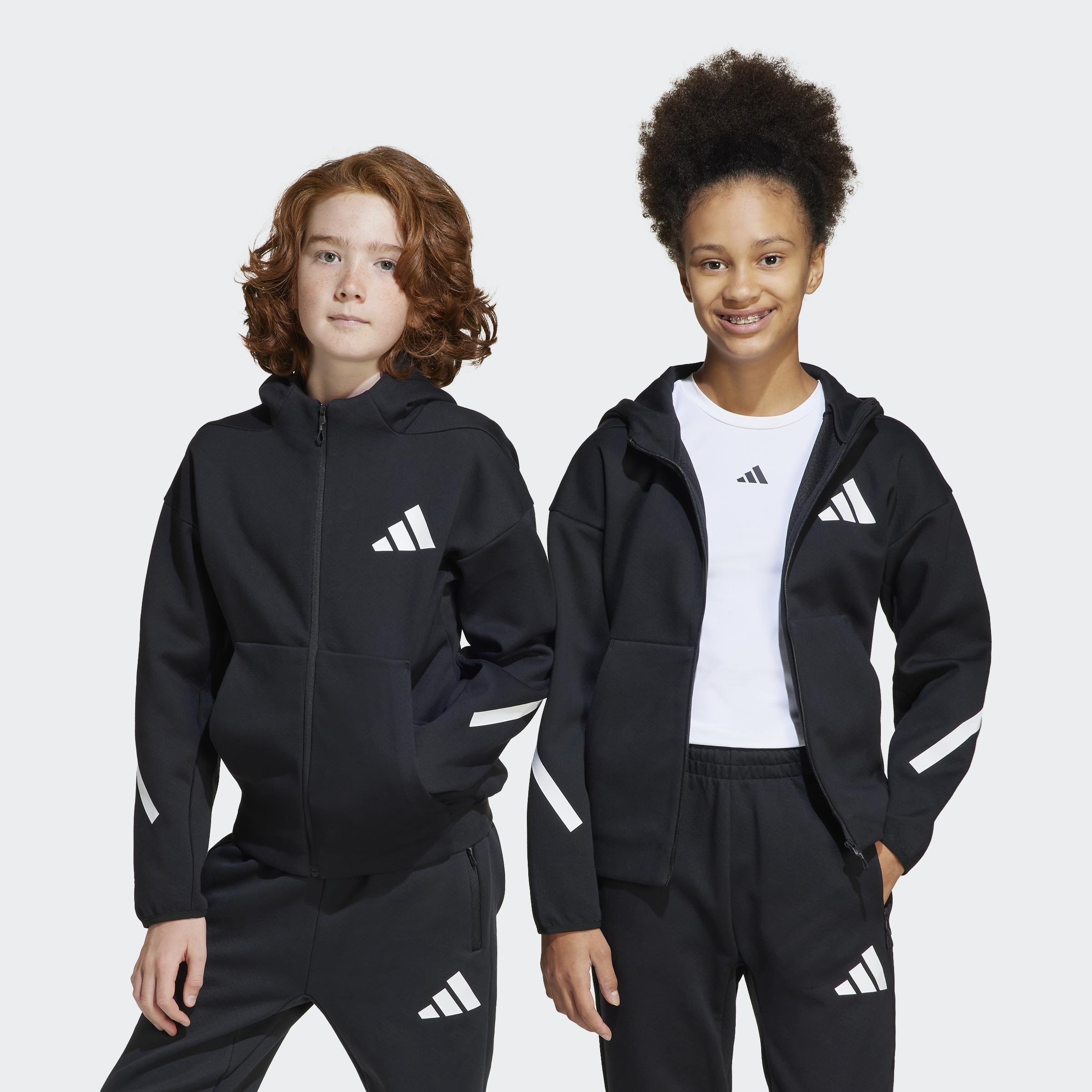 Unisex Kids adidas Z.N.E. Full-Zip Hooded Track Jacket, Black, A901_ONE, large image number 7
