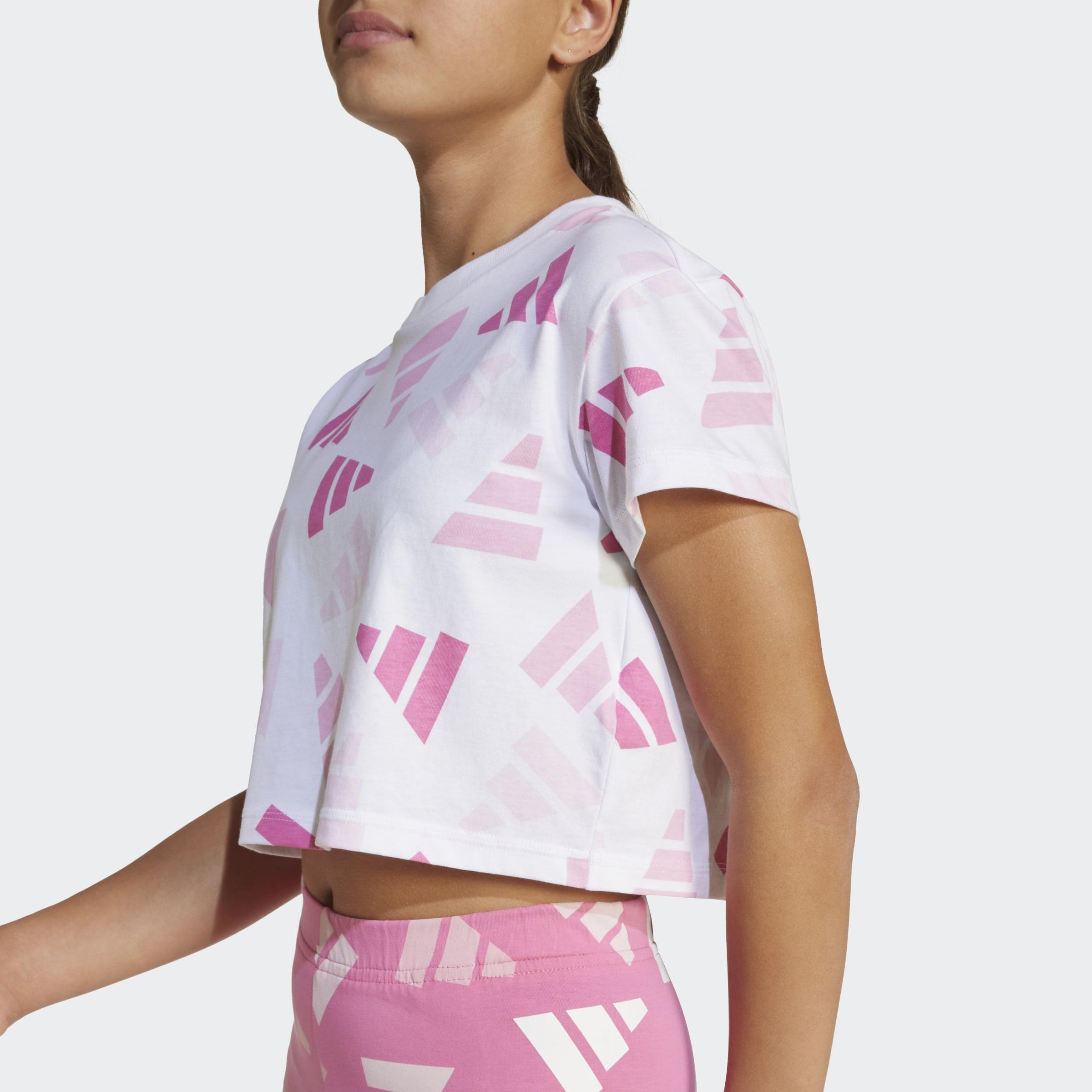 Kids Seasonal Essentials Logo Celebration Crop T-Shirt, White, A901_ONE, large image number 2