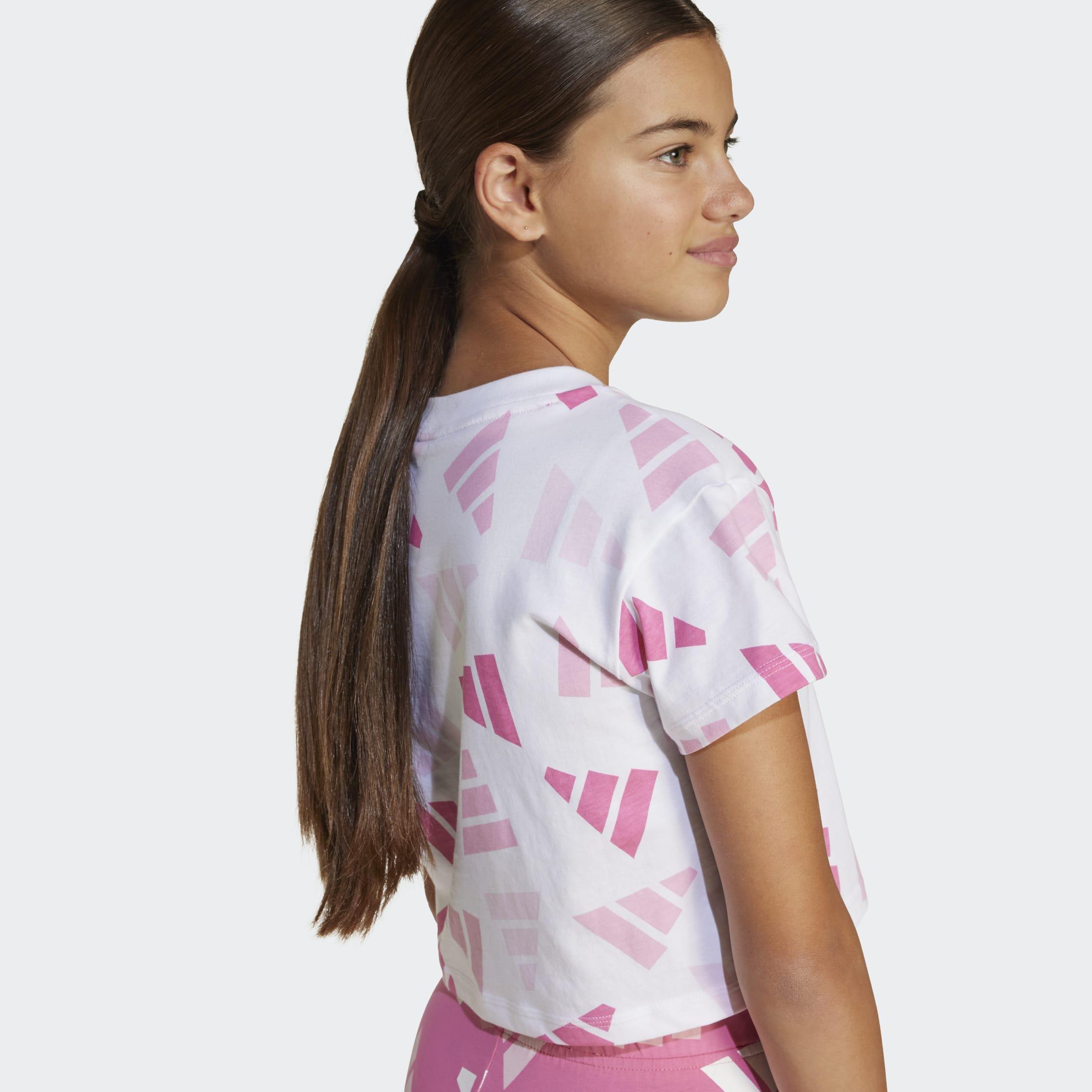 Kids Seasonal Essentials Logo Celebration Crop T-Shirt, White, A901_ONE, large image number 3