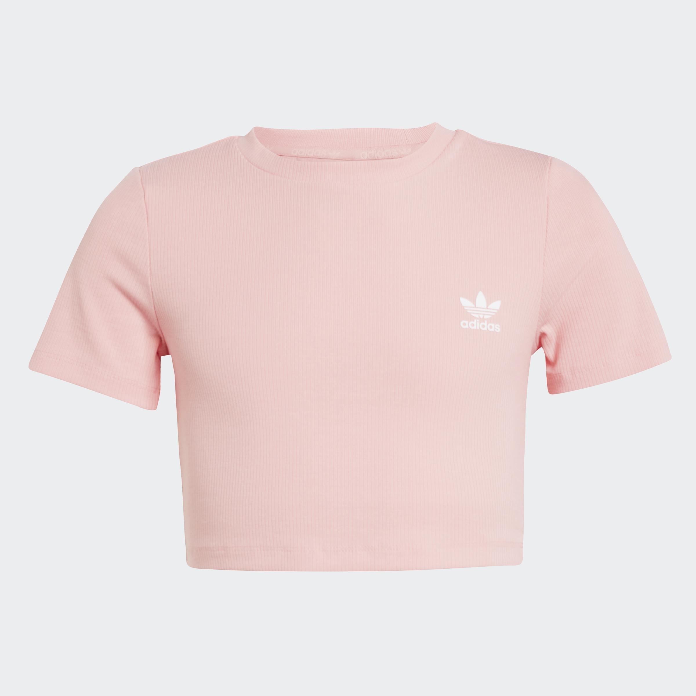 Kids Ribbed Crop Tee, Pink, A901_ONE, large image number 1