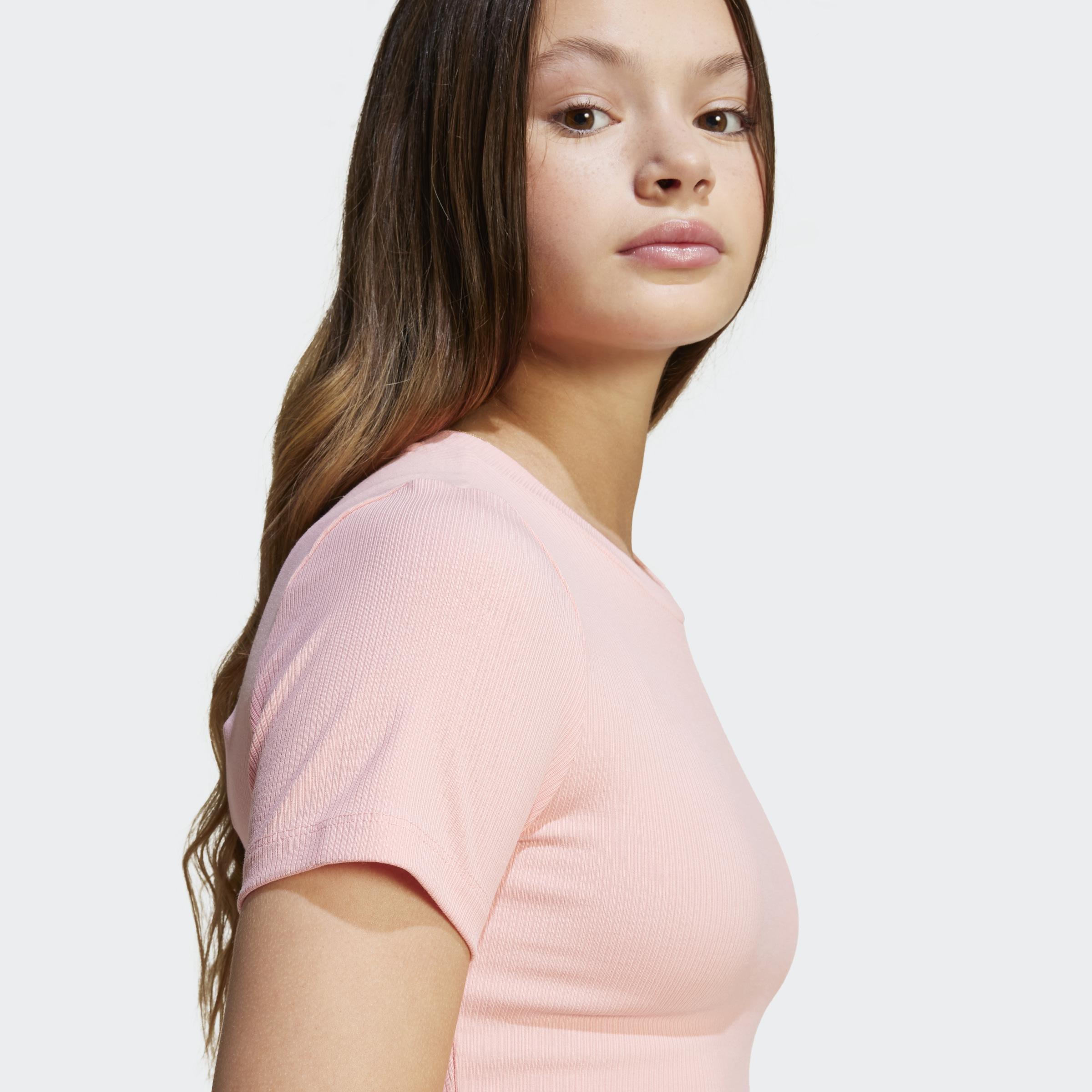 Kids Ribbed Crop Tee, Pink, A901_ONE, large image number 6