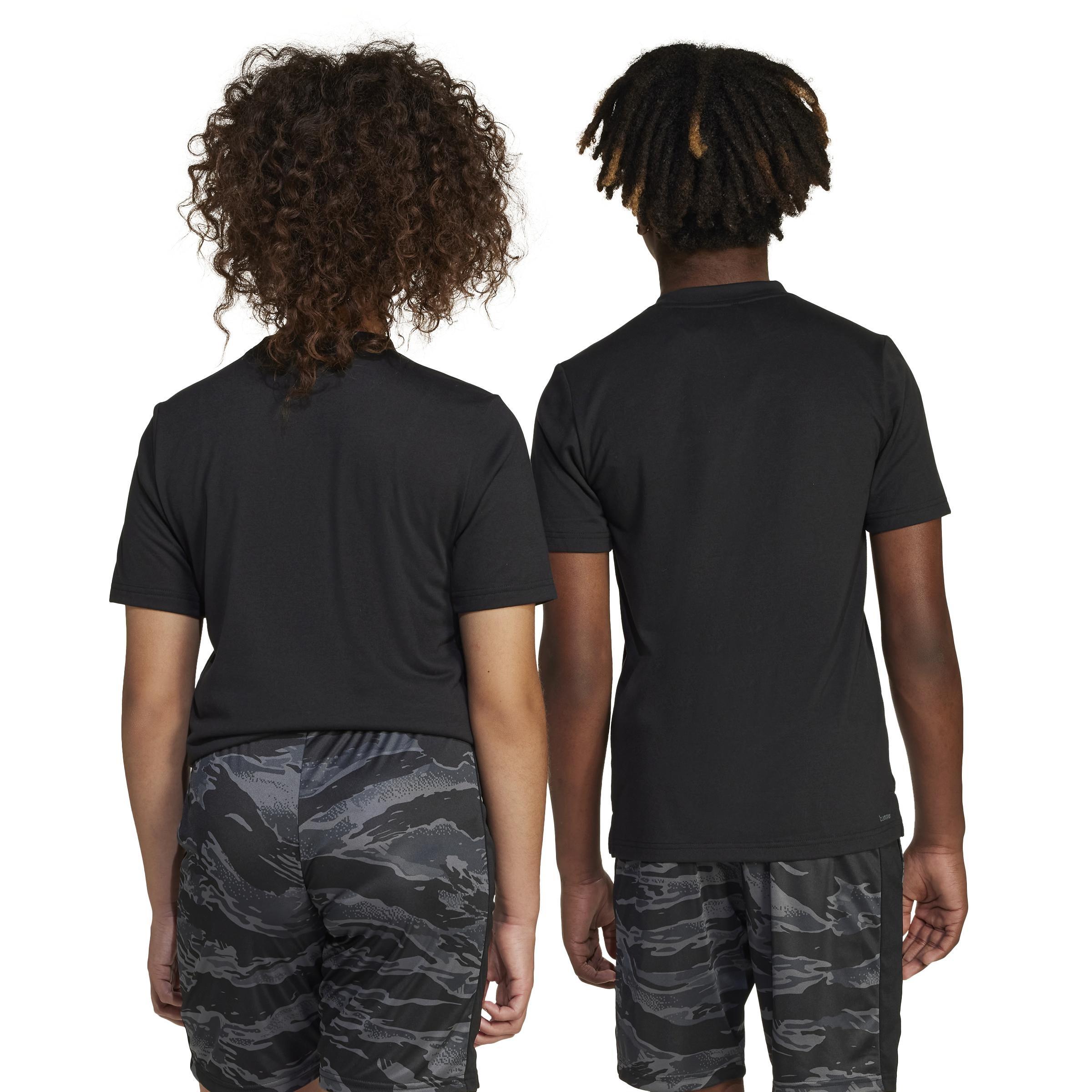 Kids Unisex Training Essentials Camo-Print T-Shirt, Black, A901_ONE, large image number 3
