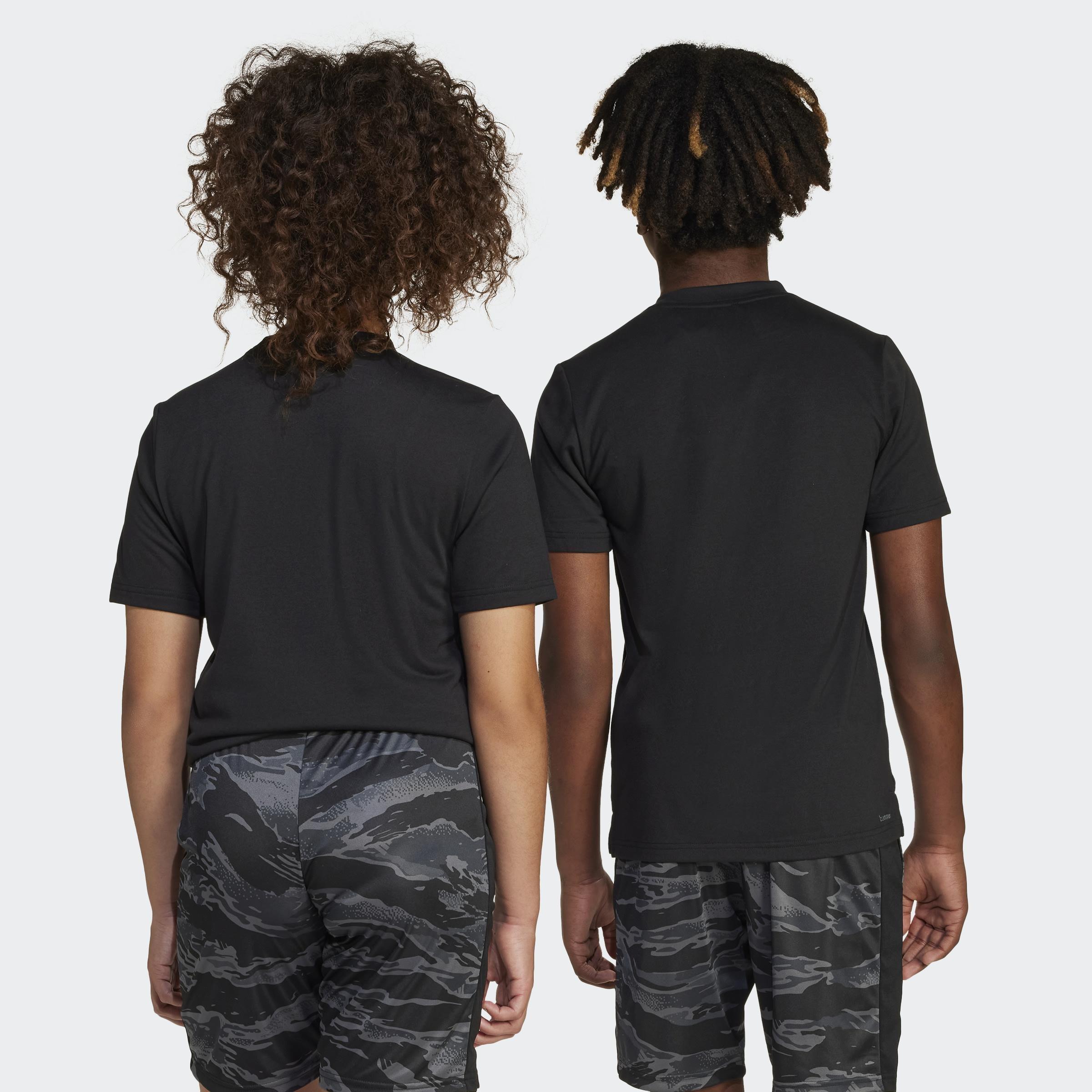 Kids Unisex Training Essentials Camo-Print T-Shirt, Black, A901_ONE, large image number 4