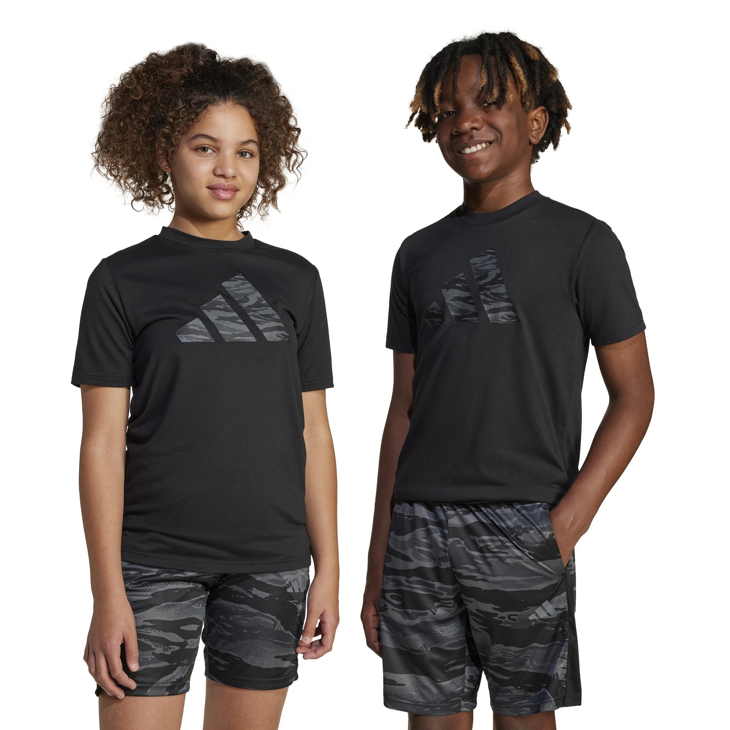 Kids Unisex Training Essentials Camo-Print T-Shirt, Black, A901_ONE, large image number 10