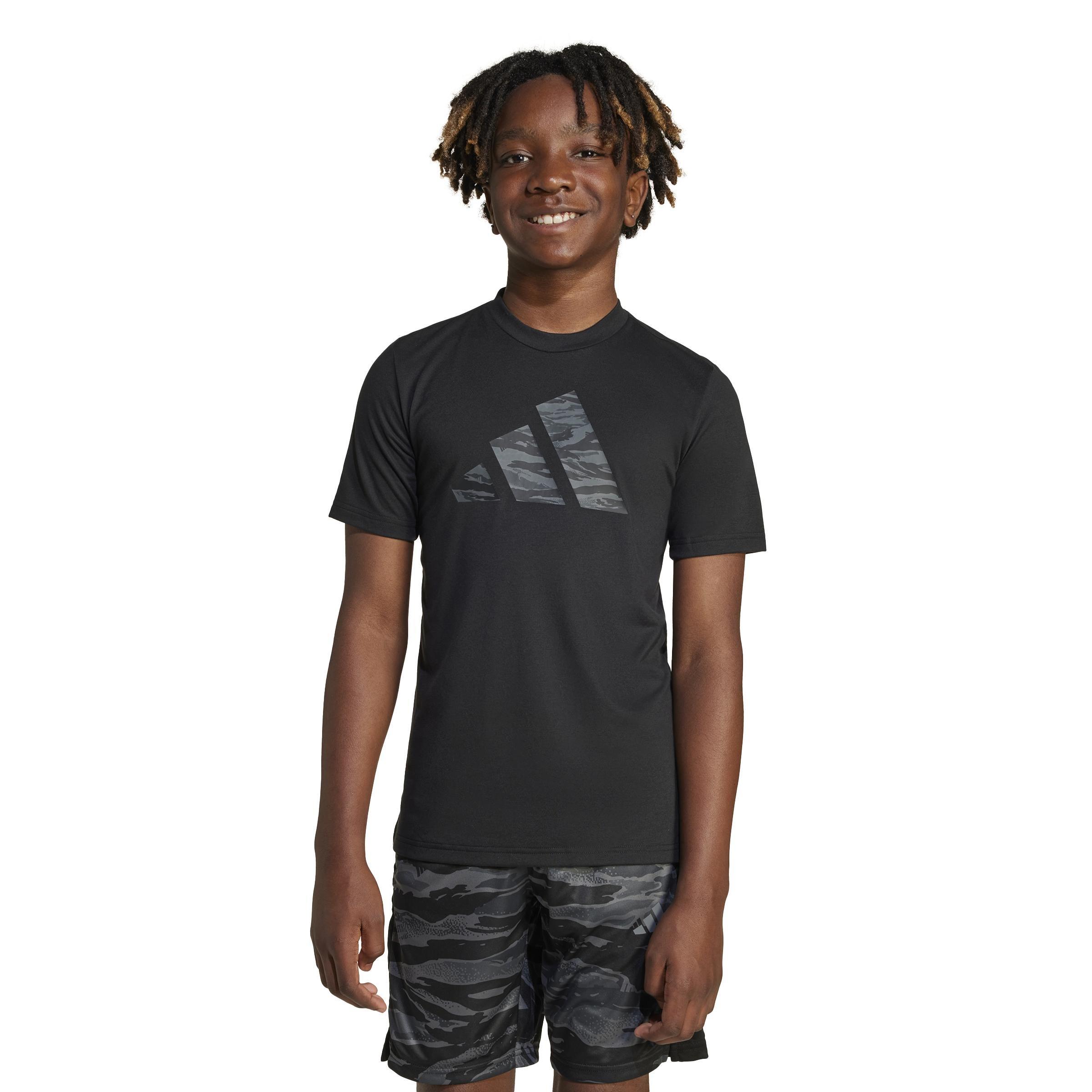 Kids Unisex Training Essentials Camo-Print T-Shirt, Black, A901_ONE, large image number 13