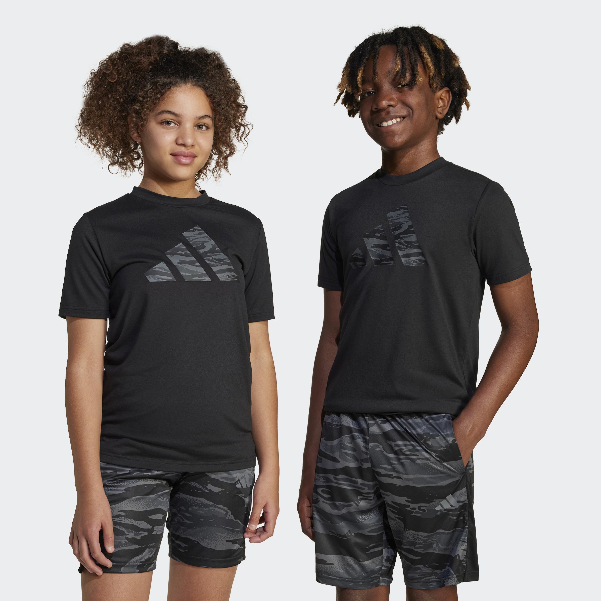 Kids Unisex Training Essentials Camo-Print T-Shirt, Black, A901_ONE, large image number 14