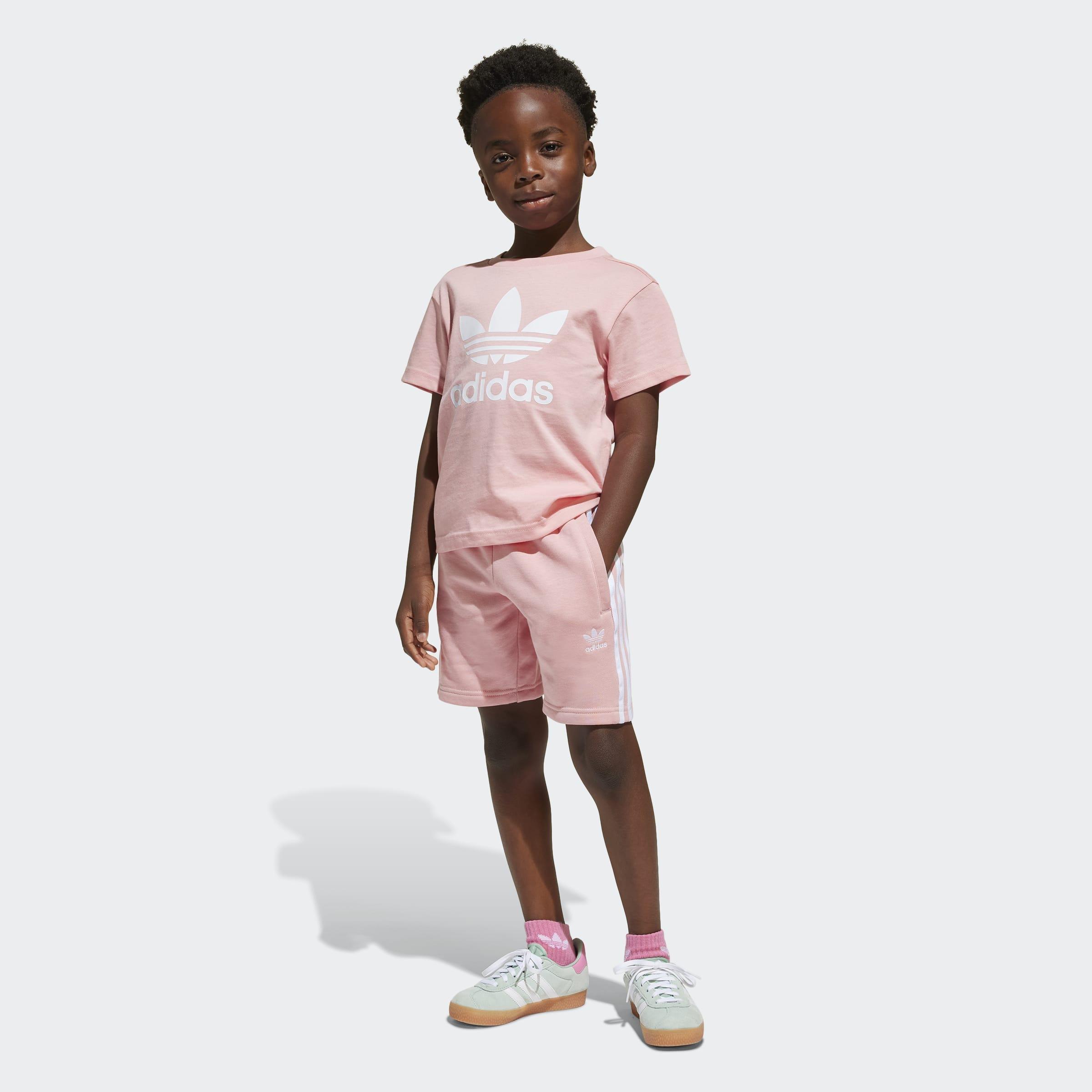 Kids Unisex Adicolor Shorts Tee Set, Pink, A901_ONE, large image number 0