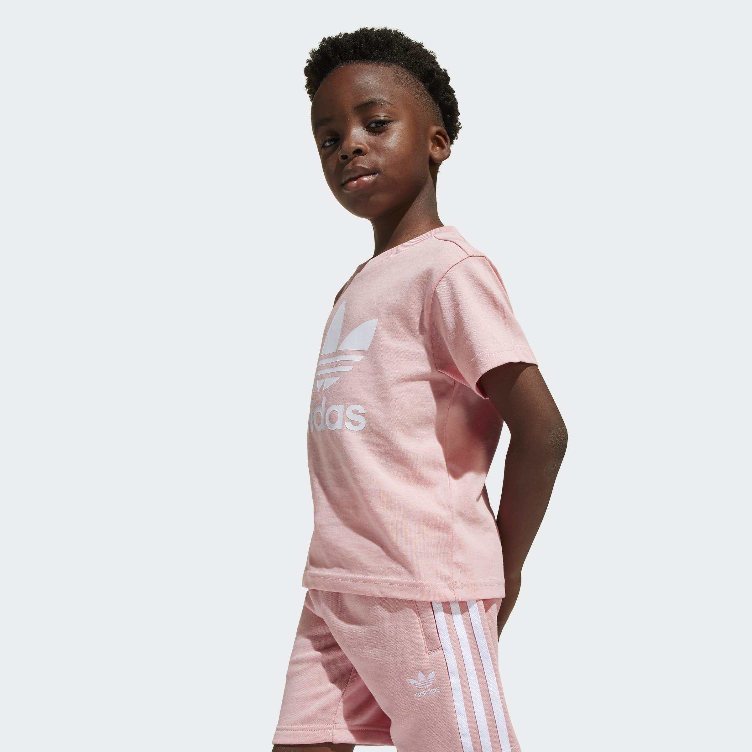 Kids Unisex Adicolor Shorts Tee Set, Pink, , large image number 7
