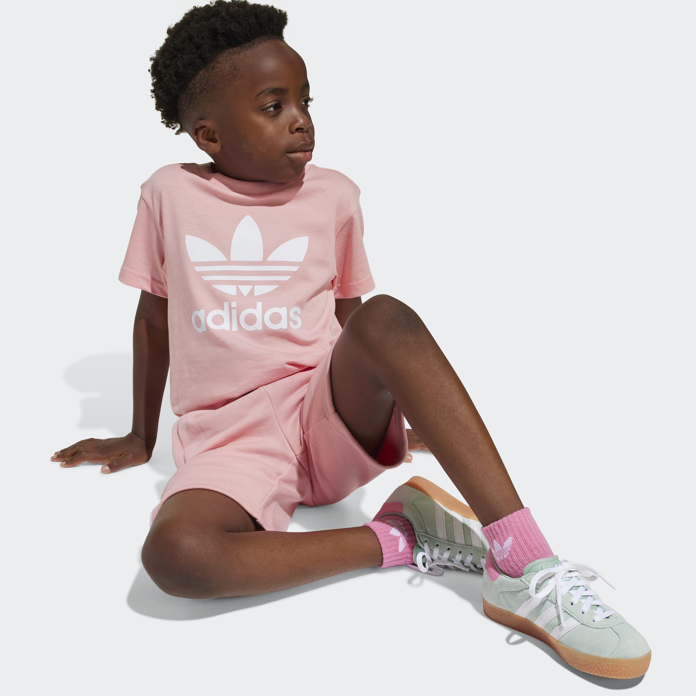 Kids Unisex Adicolor Shorts Tee Set, Pink, , large image number 8