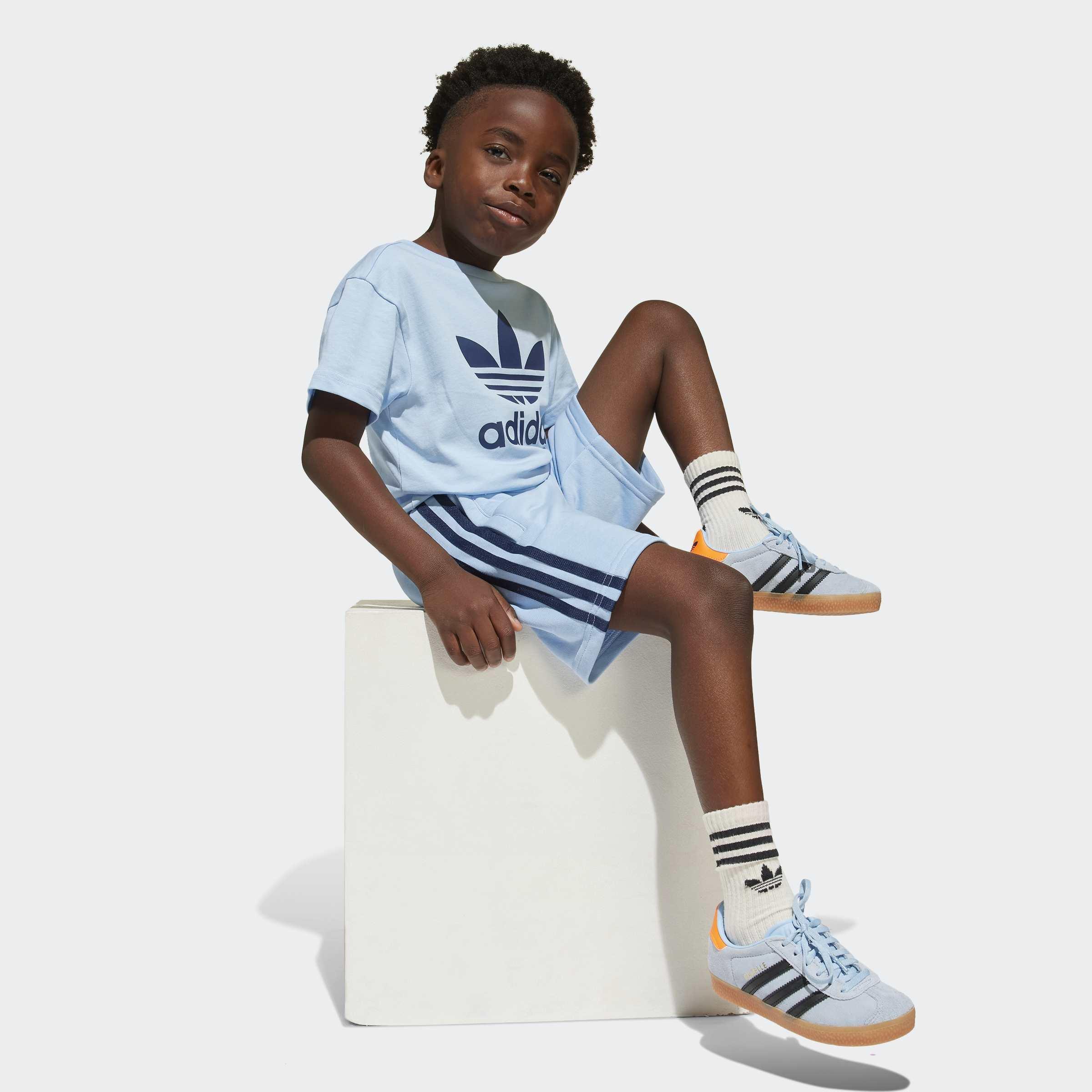 Kids Unisex Adicolor Shorts T-Shirt Set, Blue, A901_ONE, medium