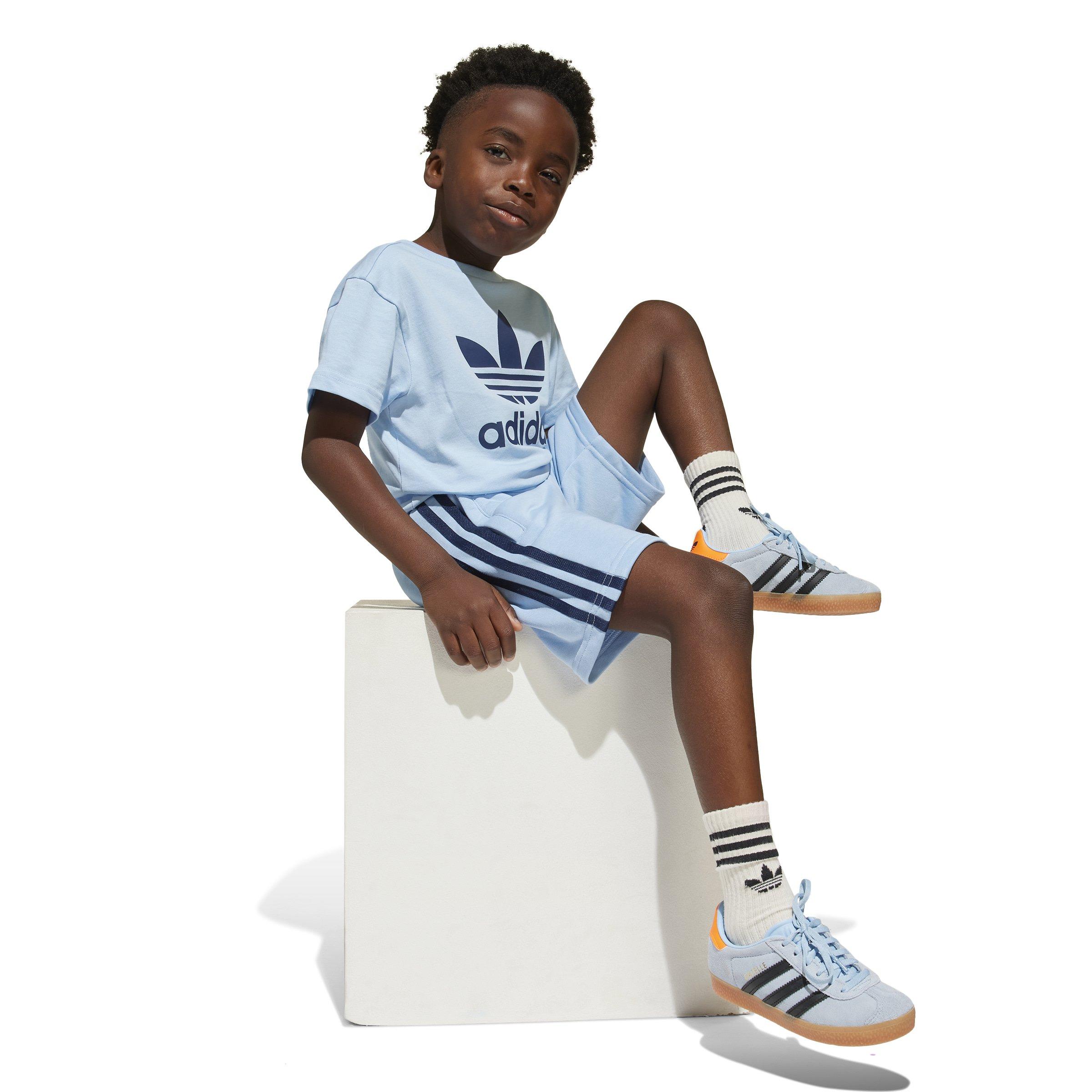 Kids Unisex Adicolor Shorts T-Shirt Set, Blue, A901_ONE, large image number 3
